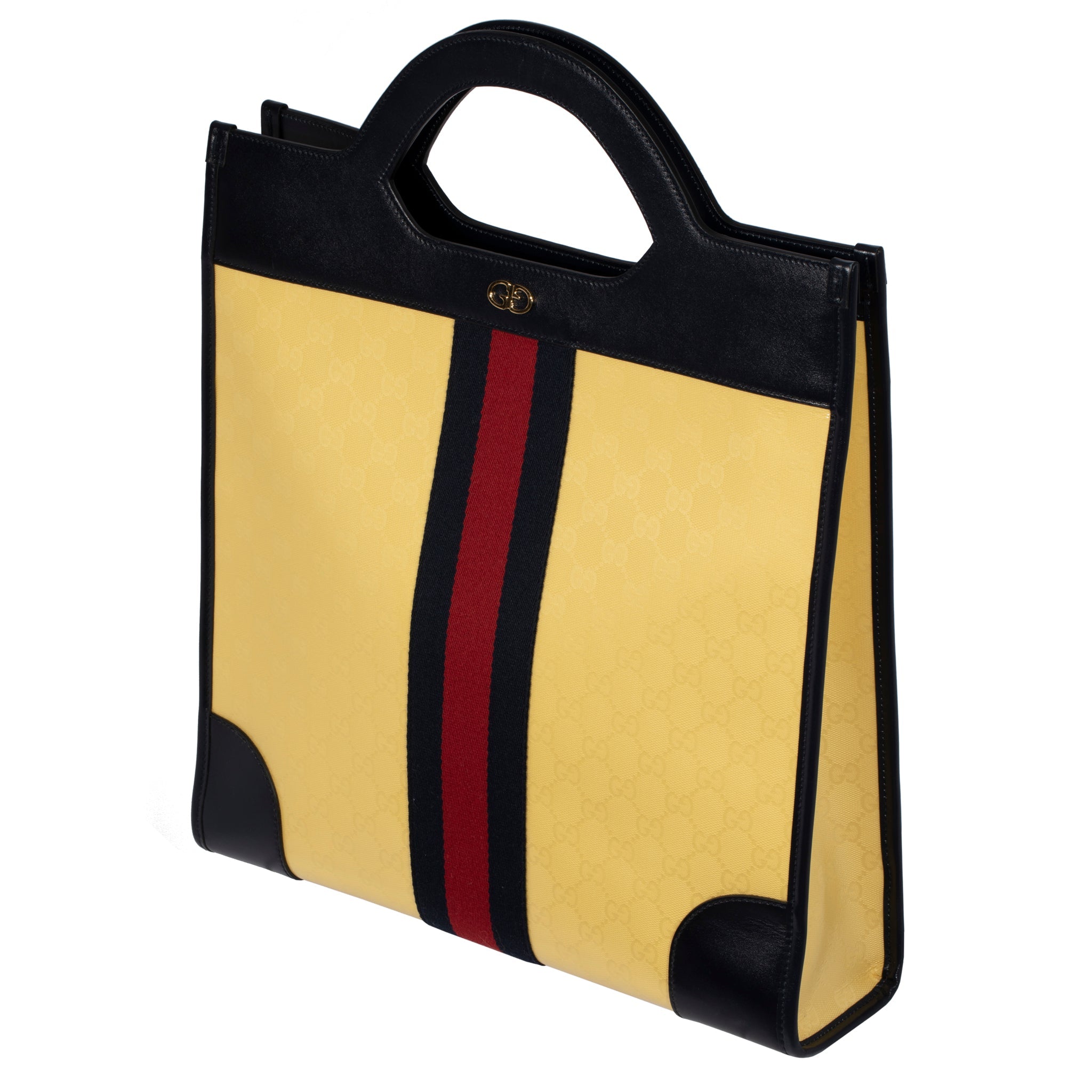 Gucci Ophelia Tote Navy & Yellow Leather & Canvas - On Repeat