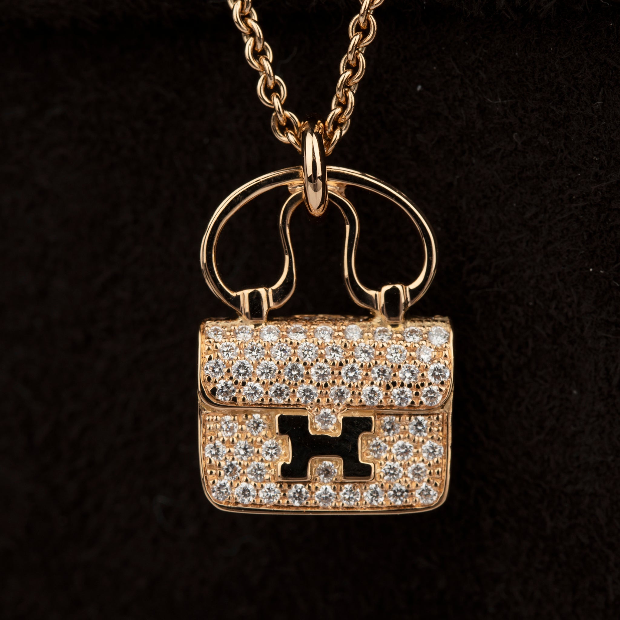 Hermes Constance Rose Gold Necklace With Diamonds - On Repeat