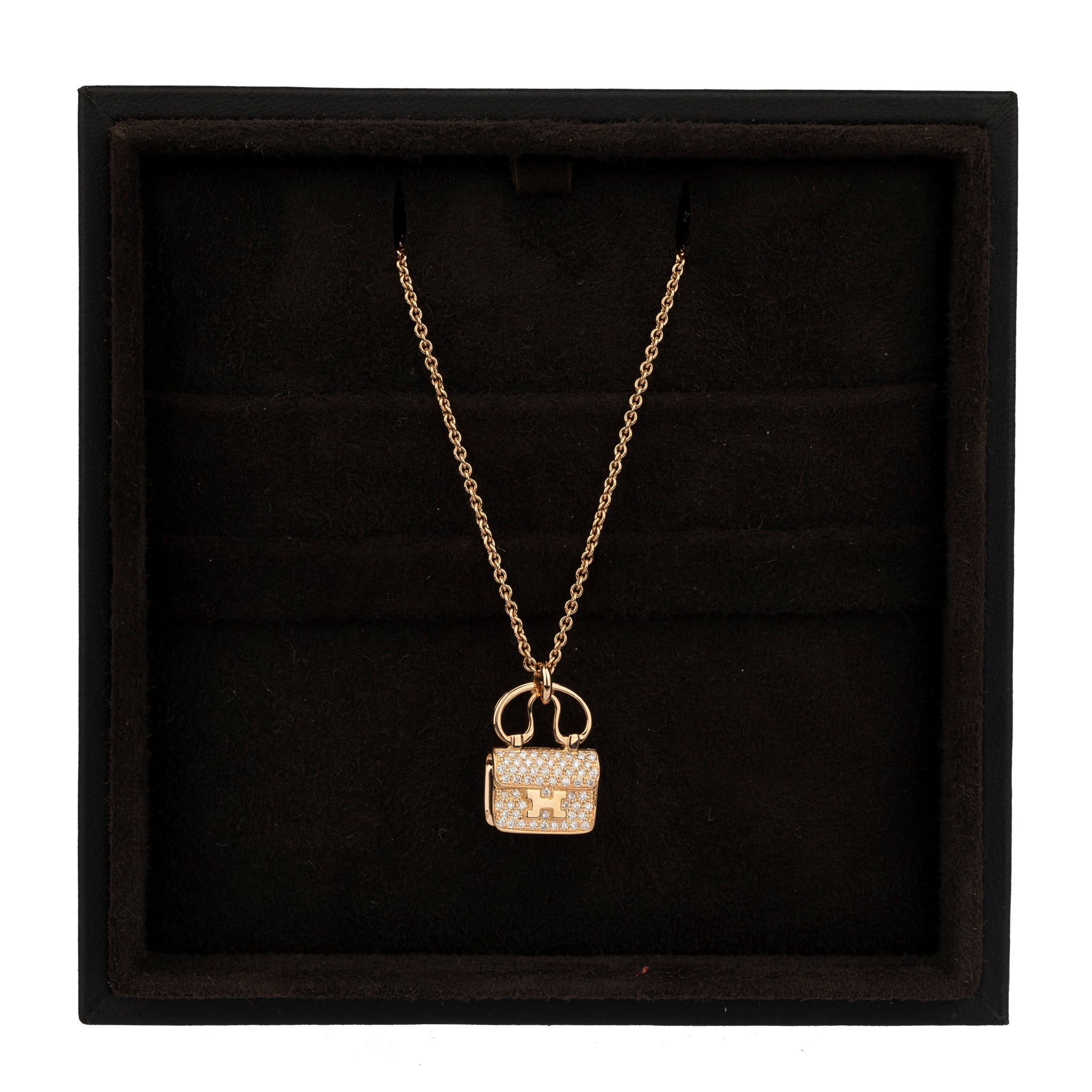 Hermes Constance Rose Gold Necklace With Diamonds - On Repeat