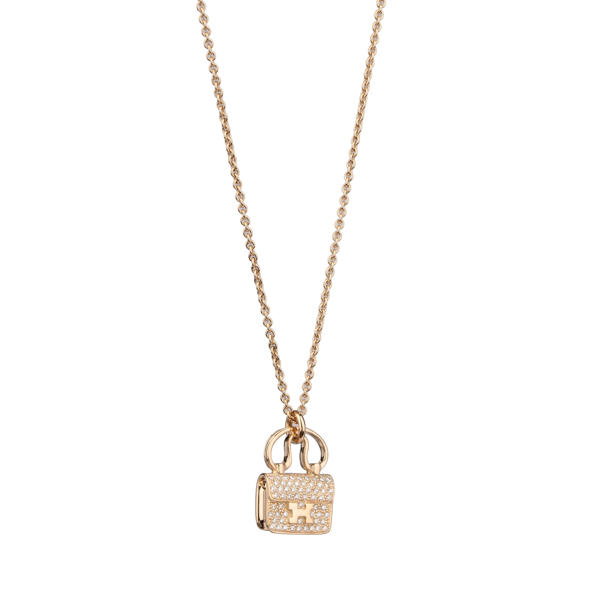 Hermes Constance Rose Gold Necklace With Diamonds - On Repeat