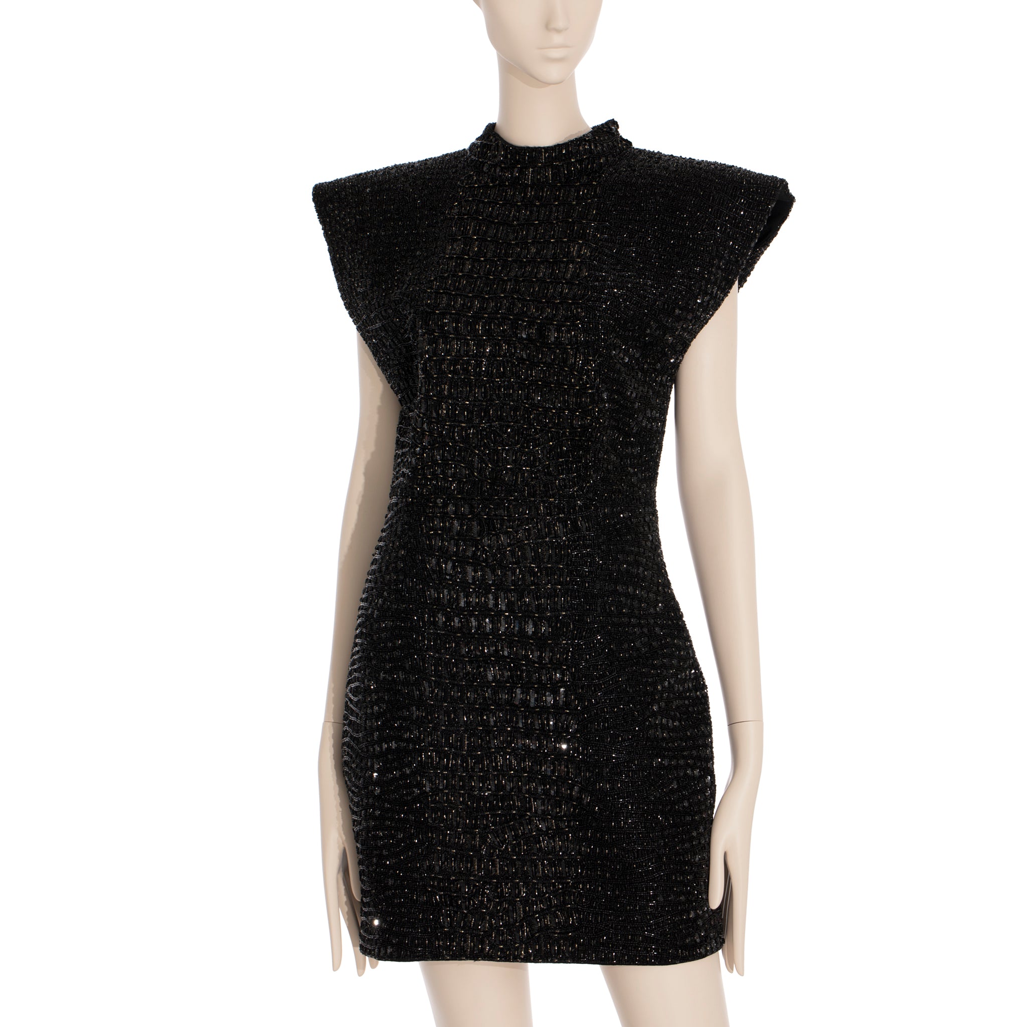 Yves Saint Laurent Couture Black Evening Dress With Crocodile Beading 36 Fr
