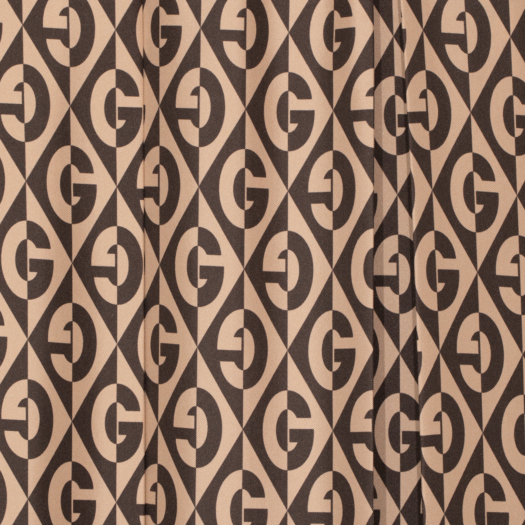 Gucci G Rhombus Brown & Ivory Print Dress Silk 40 IT