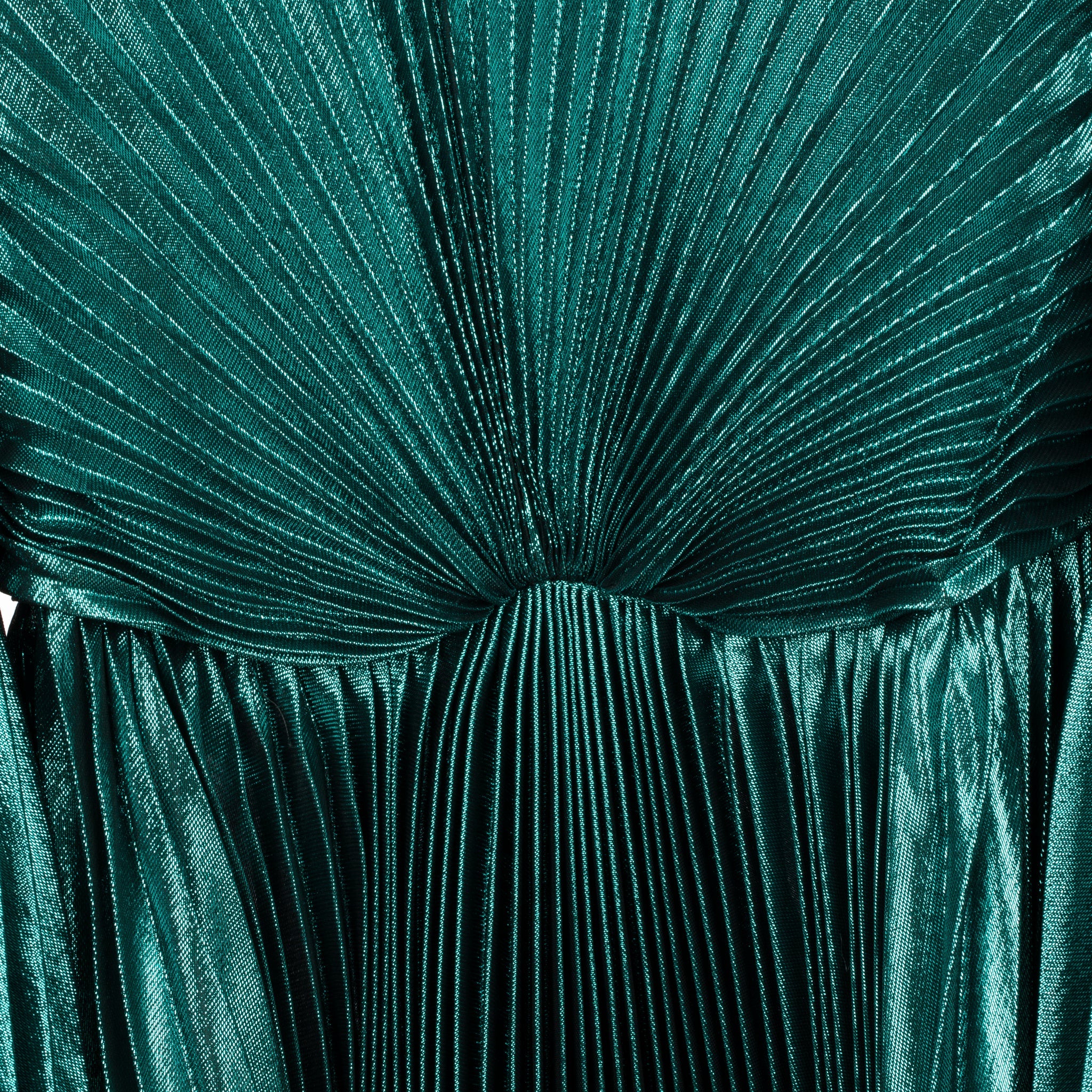 Gucci Iridescent Emerald Green Pleated Silk Blend Mini Dress 38 It - On Repeat