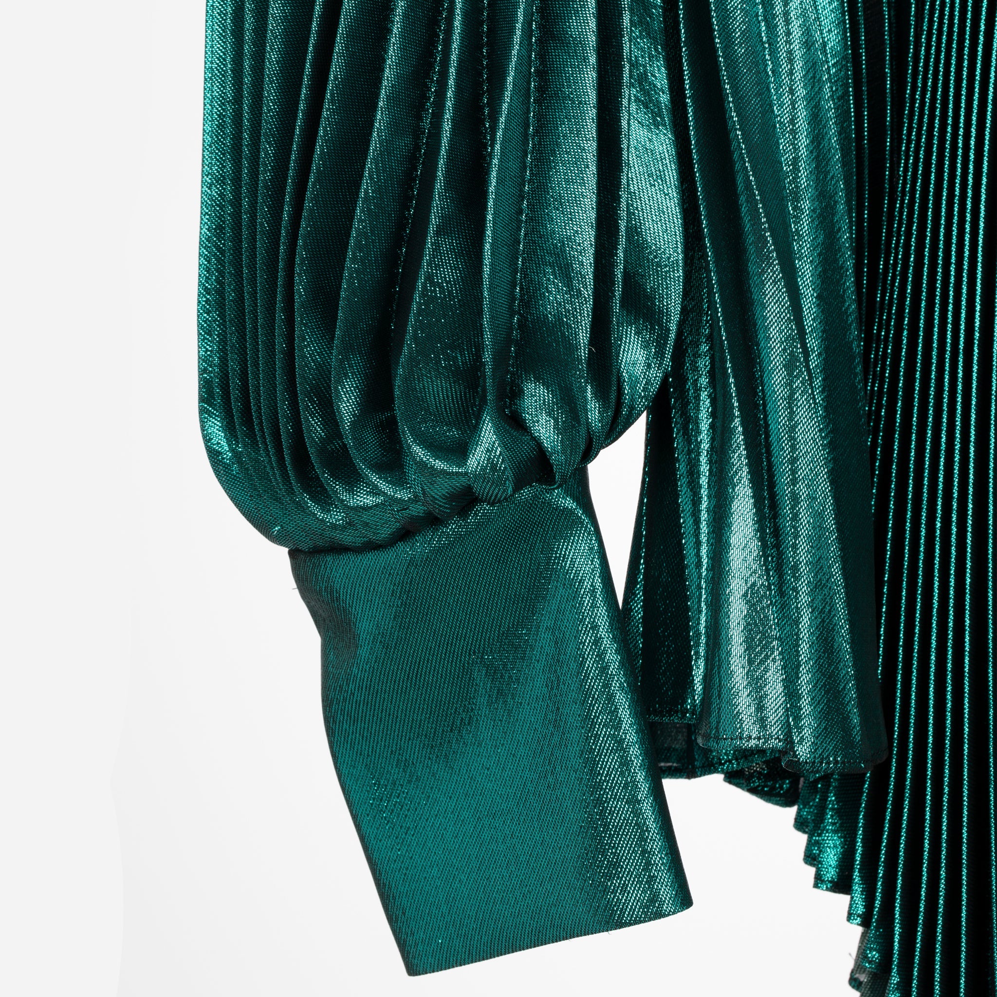 Gucci Iridescent Emerald Green Pleated Silk Blend Mini Dress 38 It - On Repeat
