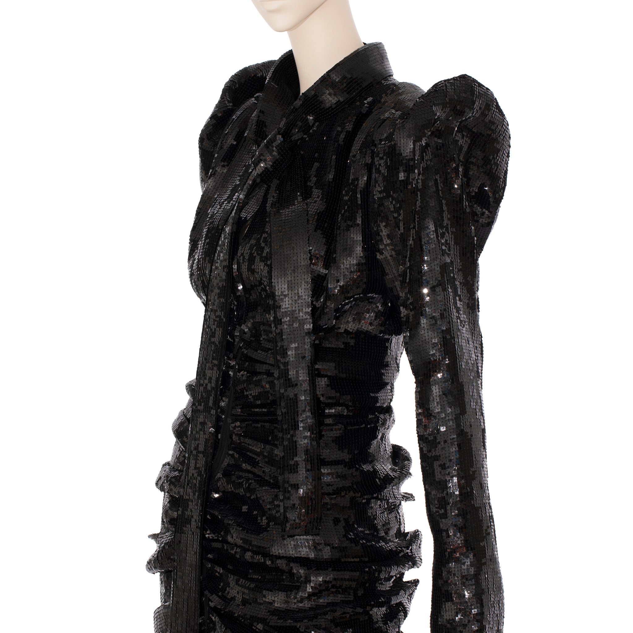 Yves Saint Laurent Long Sleeve Black Sequin Dress 38 Fr