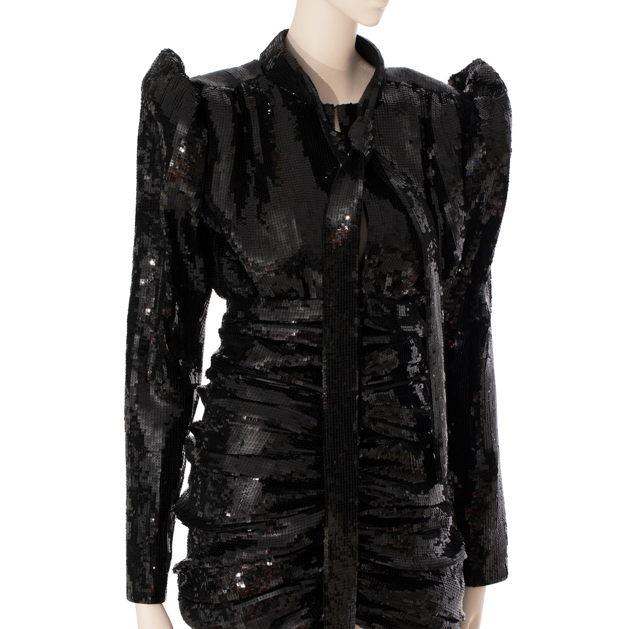Yves Saint Laurent Long Sleeve Black Sequin Dress 38 Fr