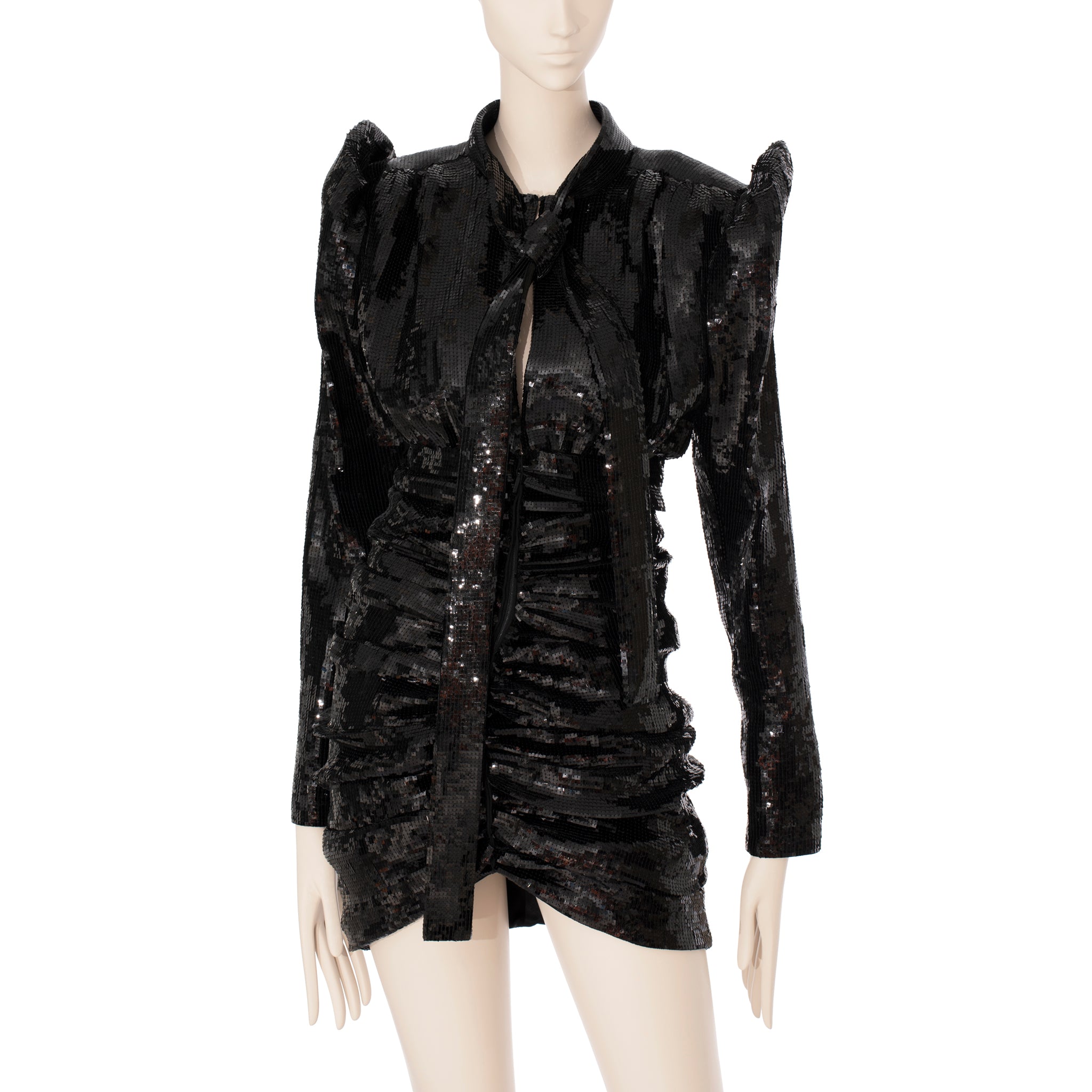 Yves Saint Laurent Long Sleeve Black Sequin Dress 38 Fr