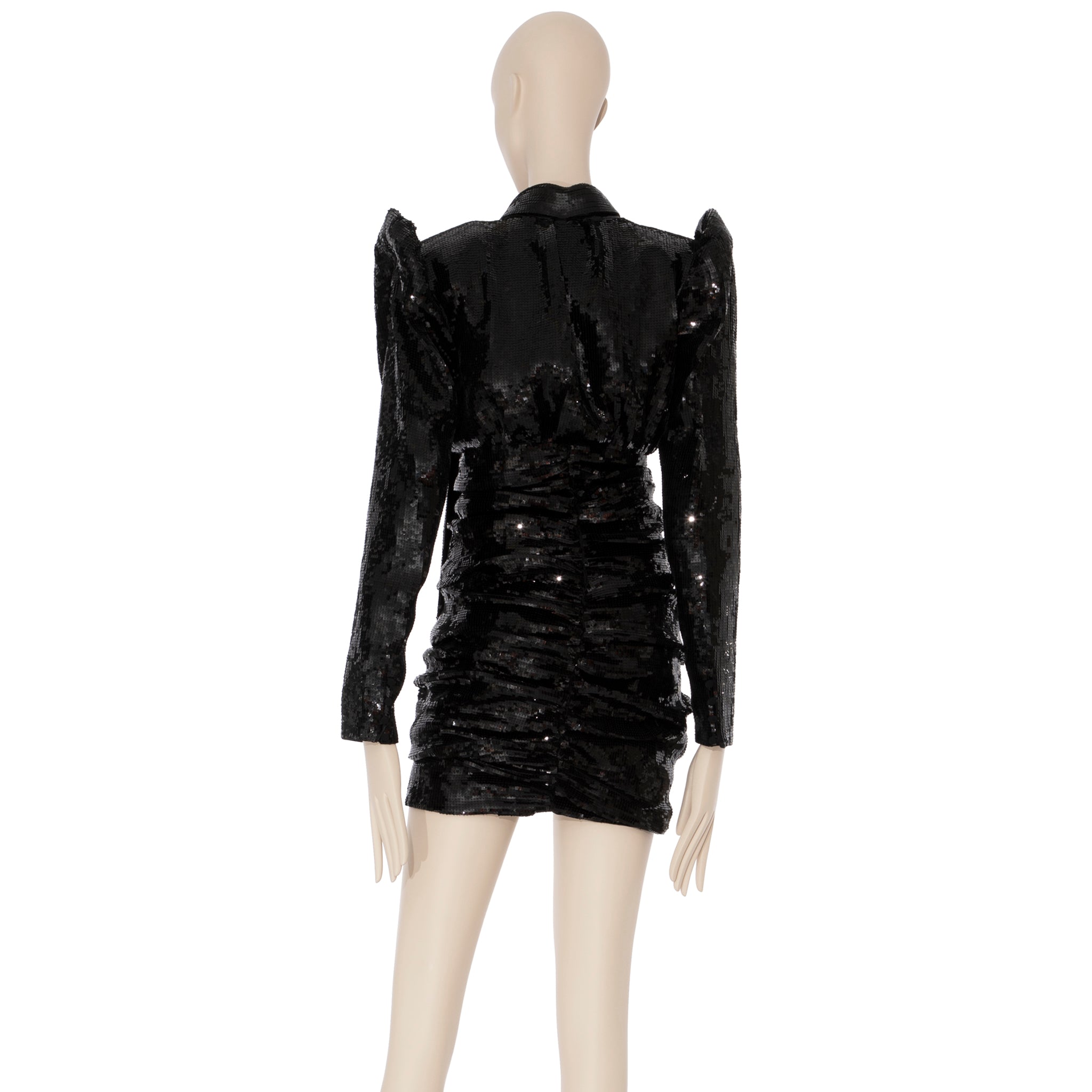 Yves Saint Laurent Long Sleeve Black Sequin Dress 38 Fr