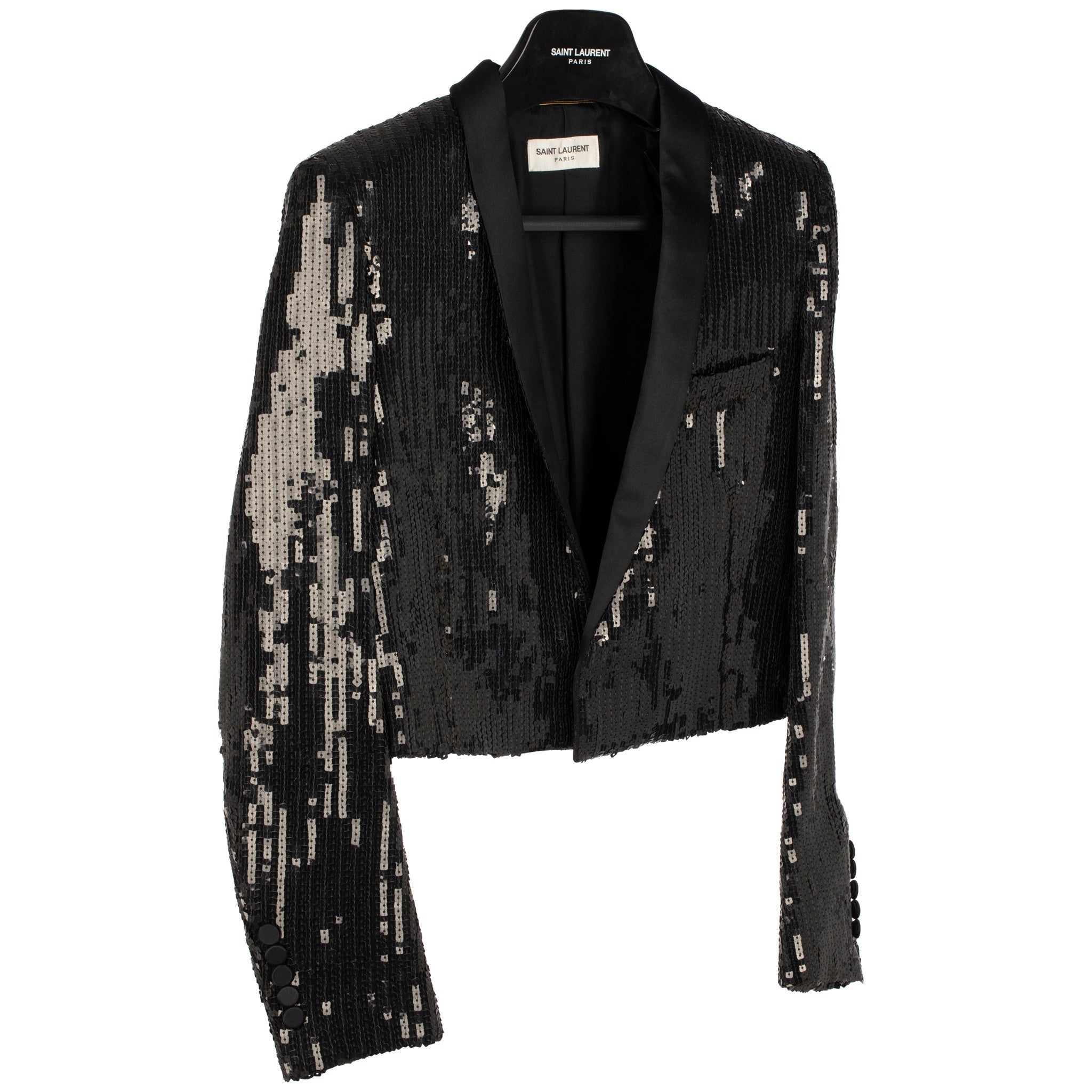 Yves Saint Laurent Evening Crop Jacket Black Sequin 36 Fr - On Repeat