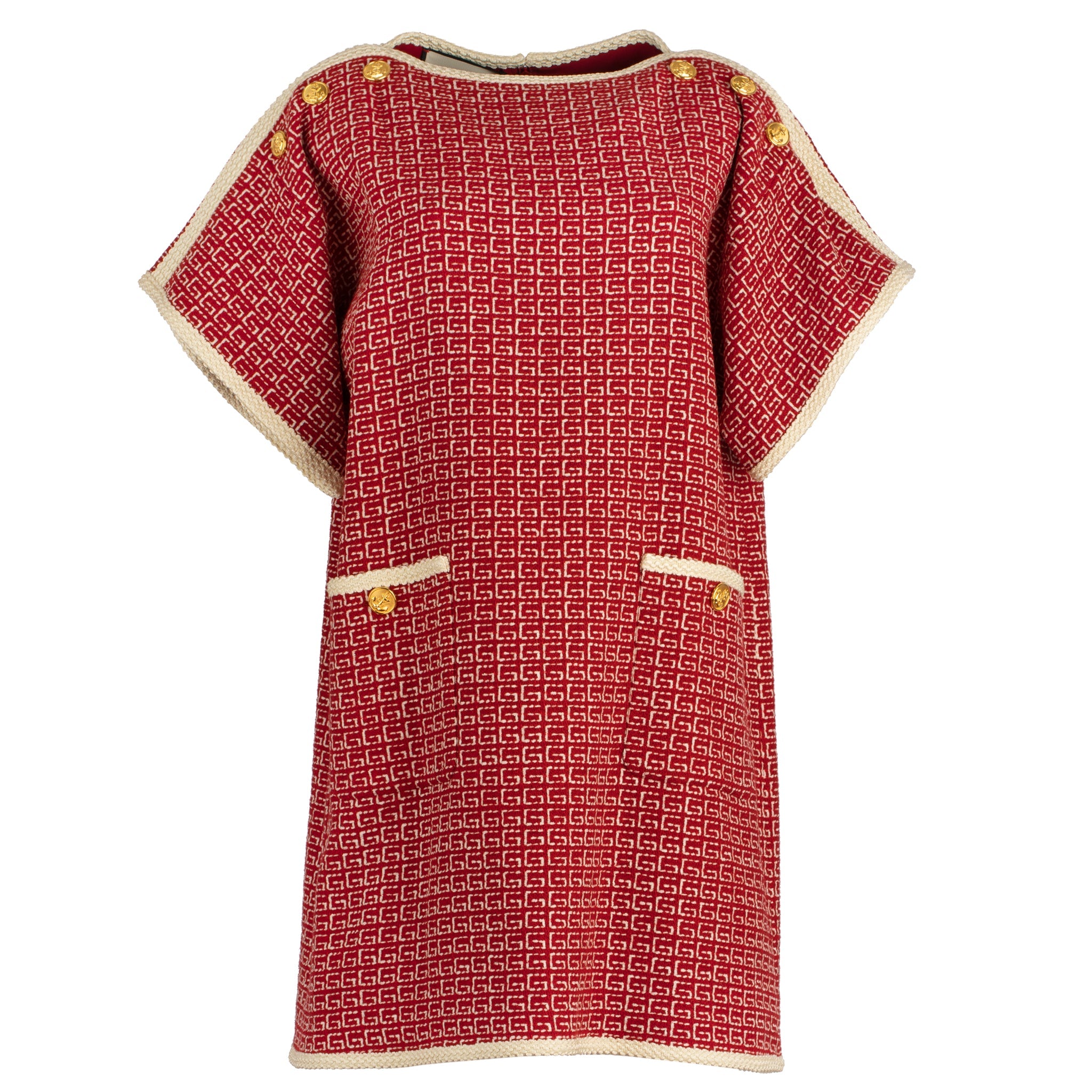 GUCCI TWEED RED AND OFF-WHITE TUNIC DRESS 38 IT - On Repeat