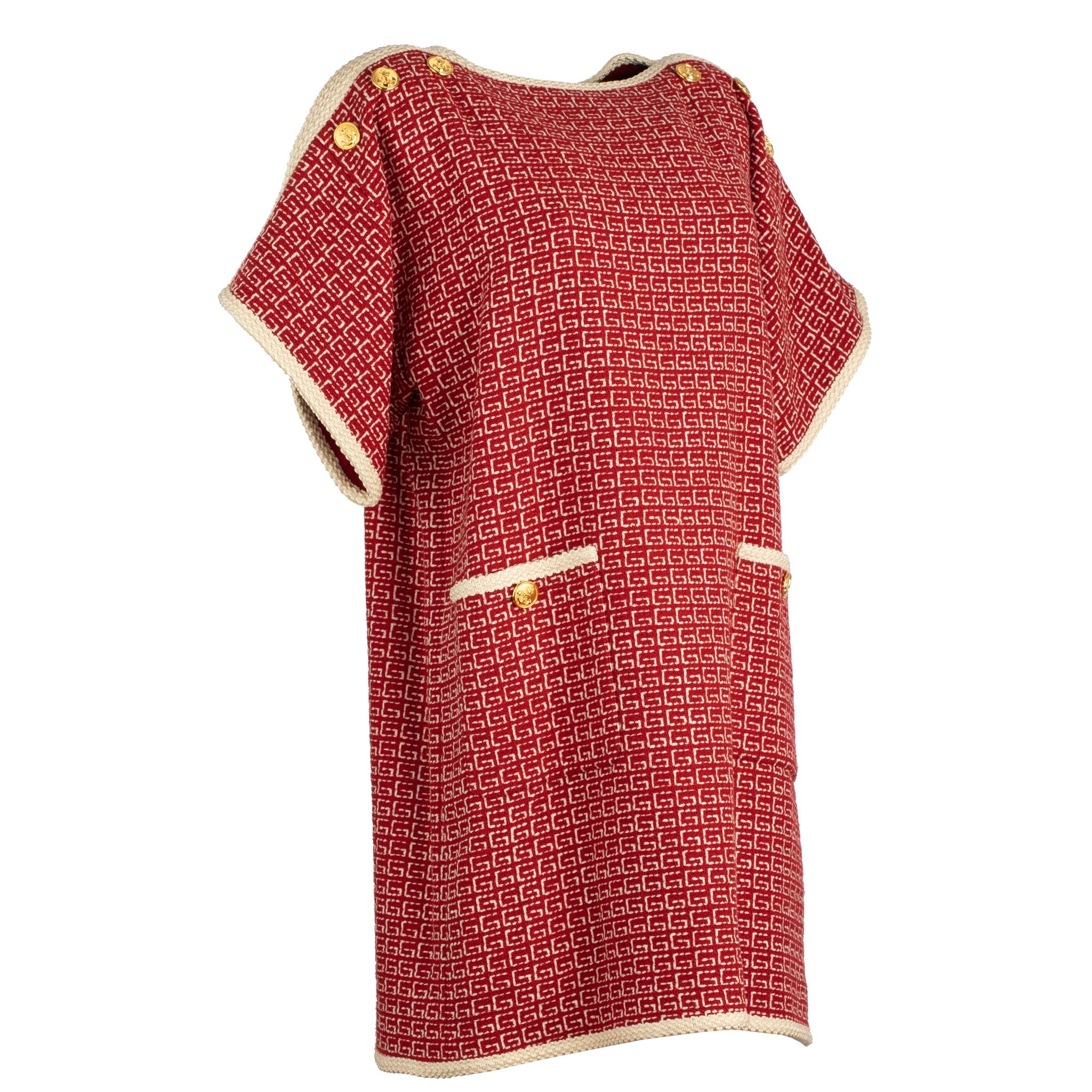 GUCCI TWEED RED AND OFF-WHITE TUNIC DRESS 38 IT - On Repeat