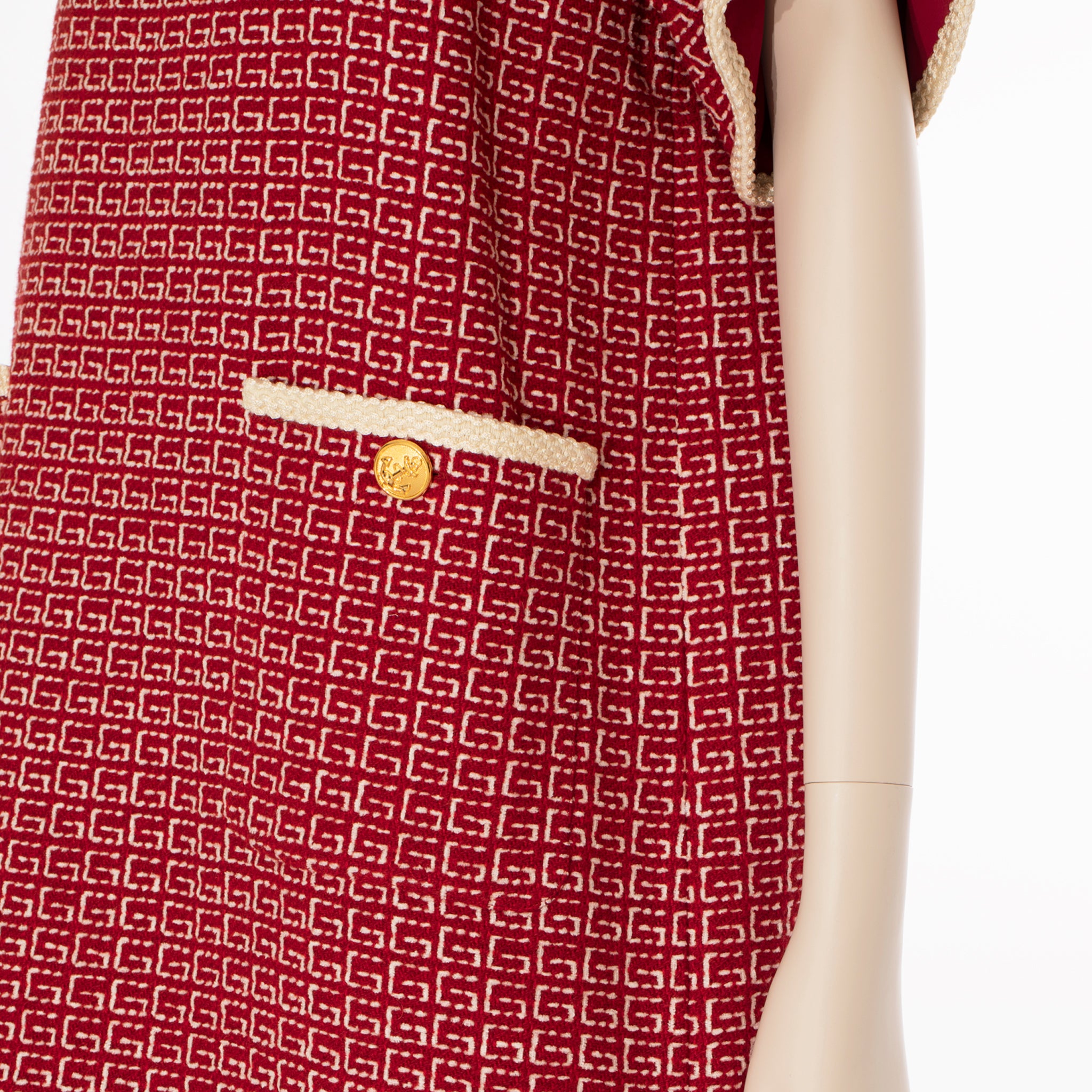 Gucci Tweed Red & Off-White Tunic Dress 38 IT