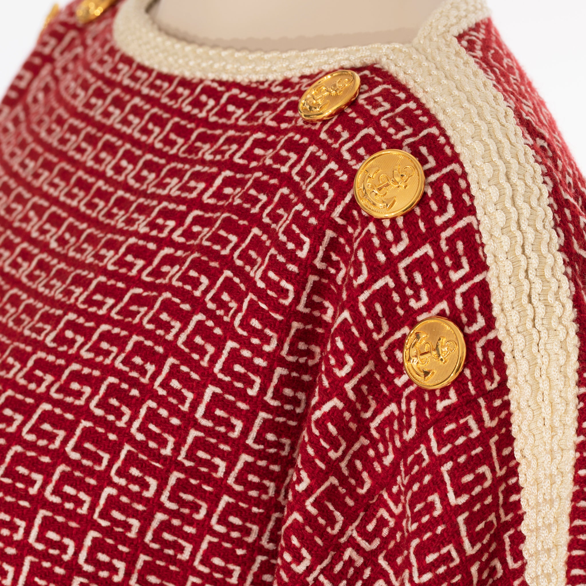 Gucci Tweed Red & Off-White Tunic Dress 38 IT