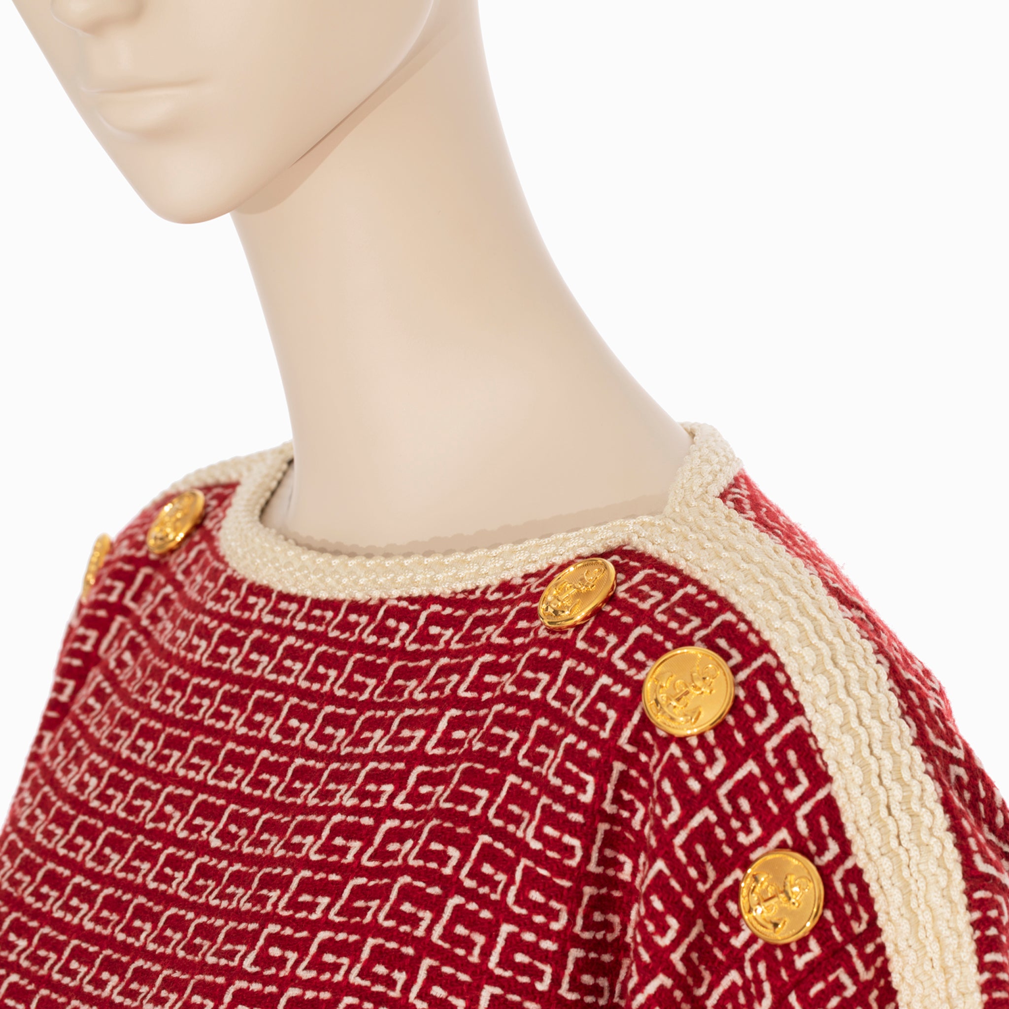 Gucci Tweed Red & Off-White Tunic Dress 38 IT