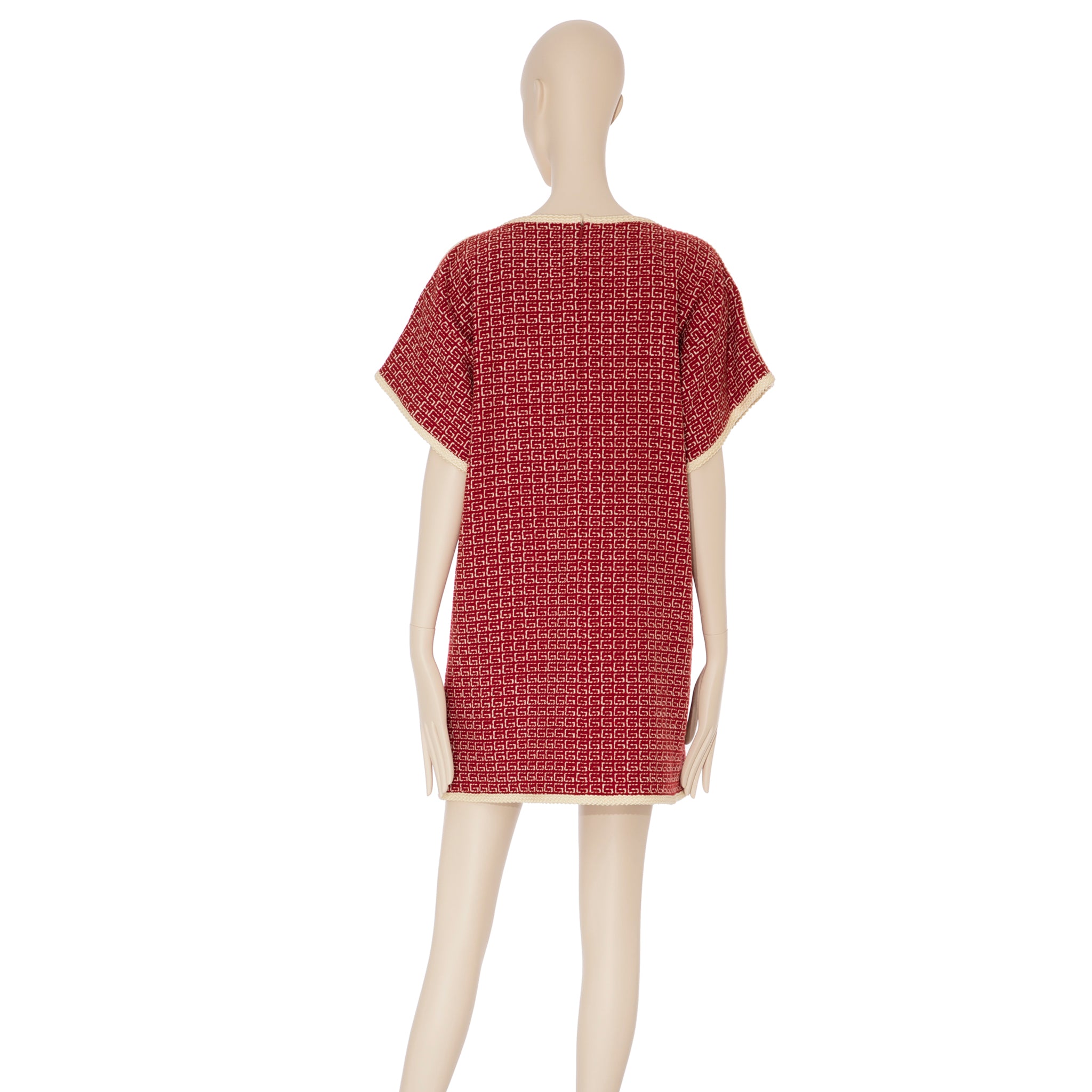 Gucci Tweed Red & Off-White Tunic Dress 38 IT