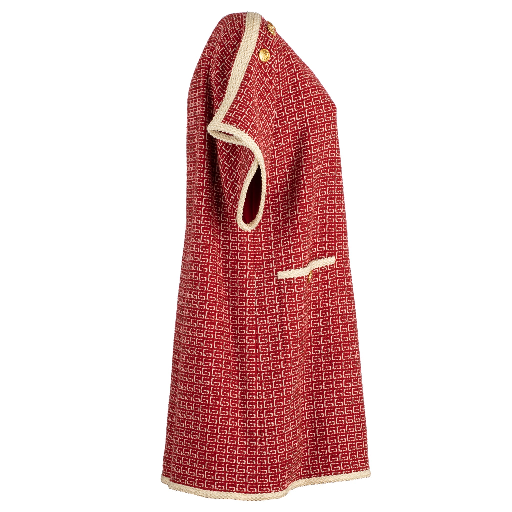 GUCCI TWEED RED AND OFF-WHITE TUNIC DRESS 38 IT - On Repeat