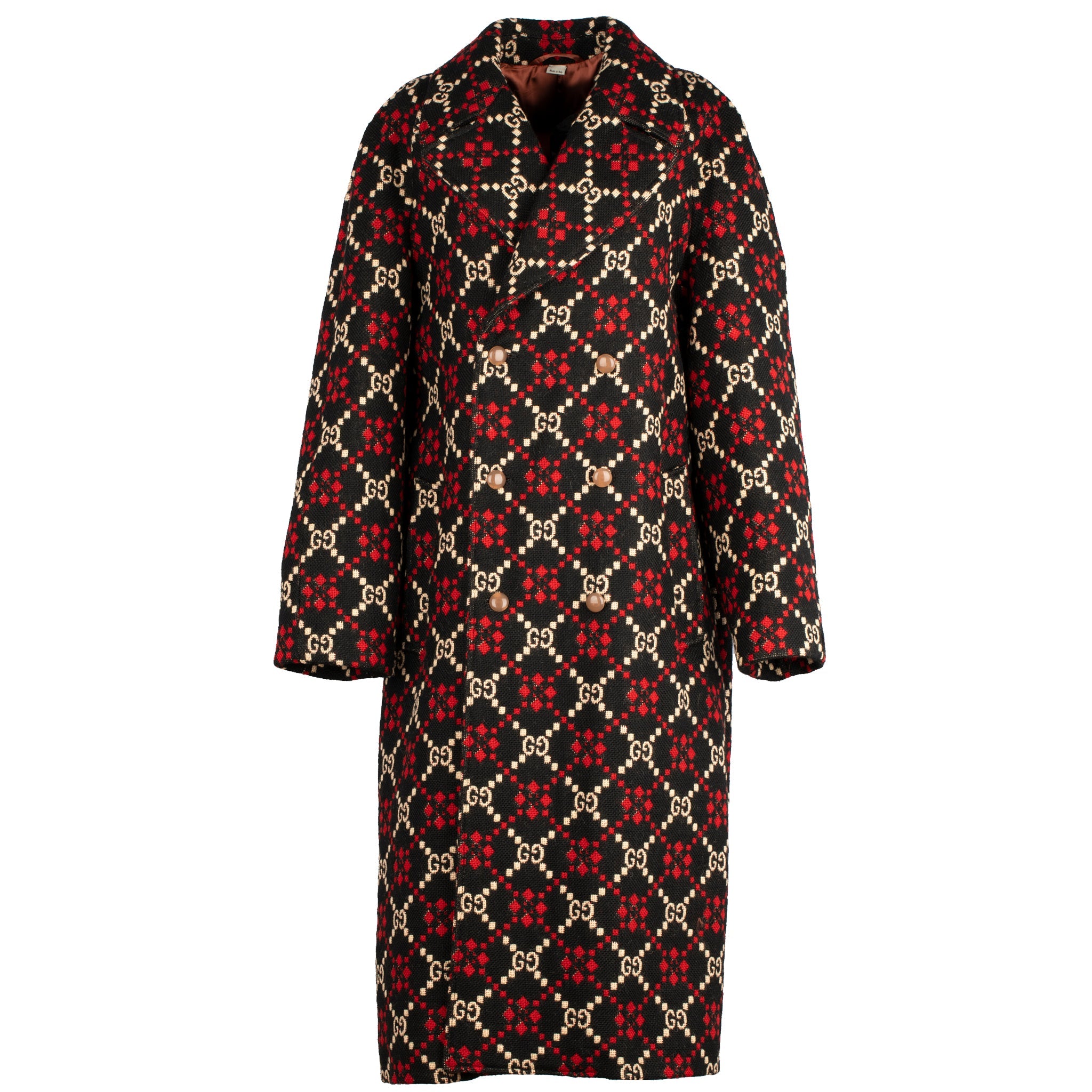 GUCCI GG DIAMOND JACQUARD WOOL COAT 48 IT - On Repeat