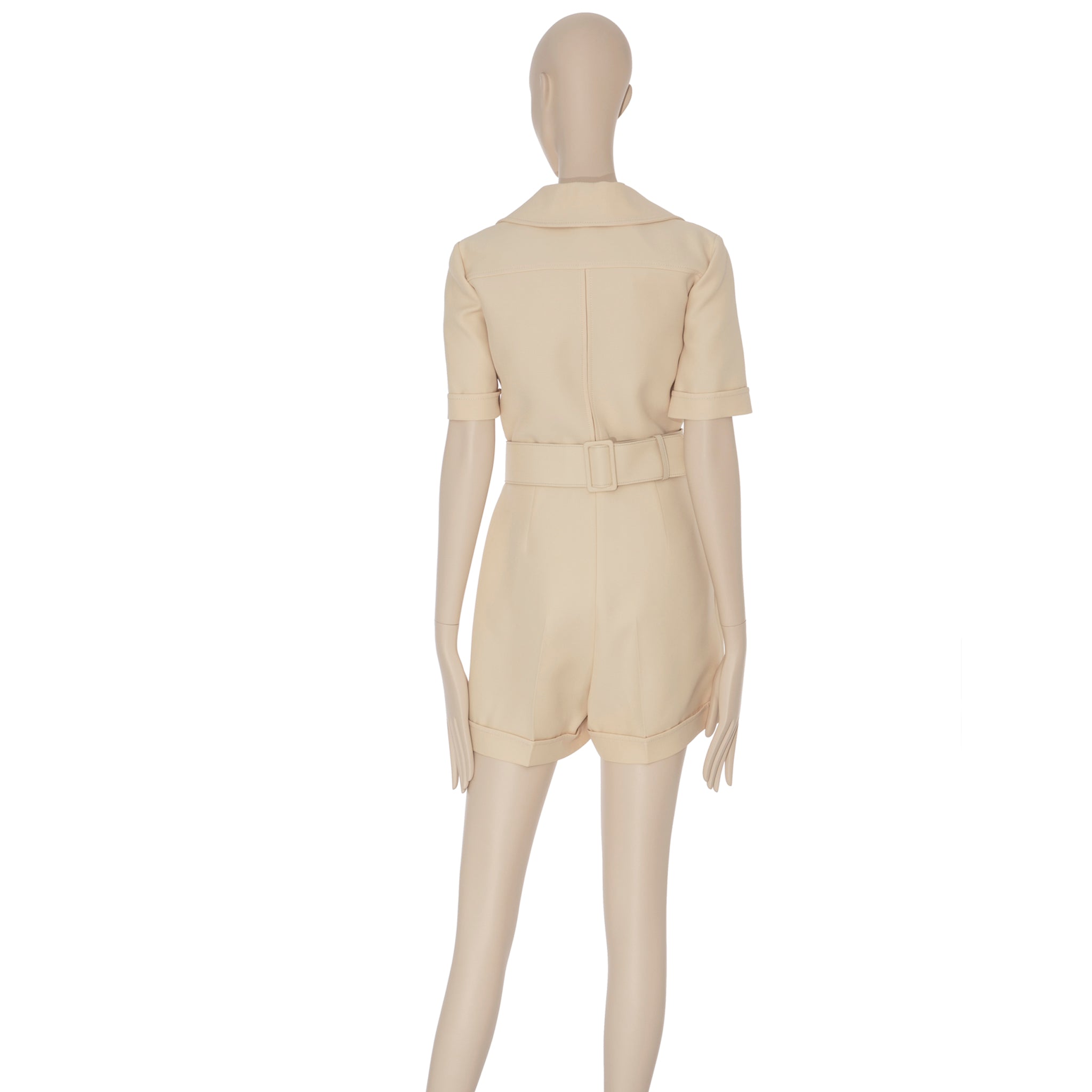 Gucci Womens Short Belted Jumpsuit Ivory