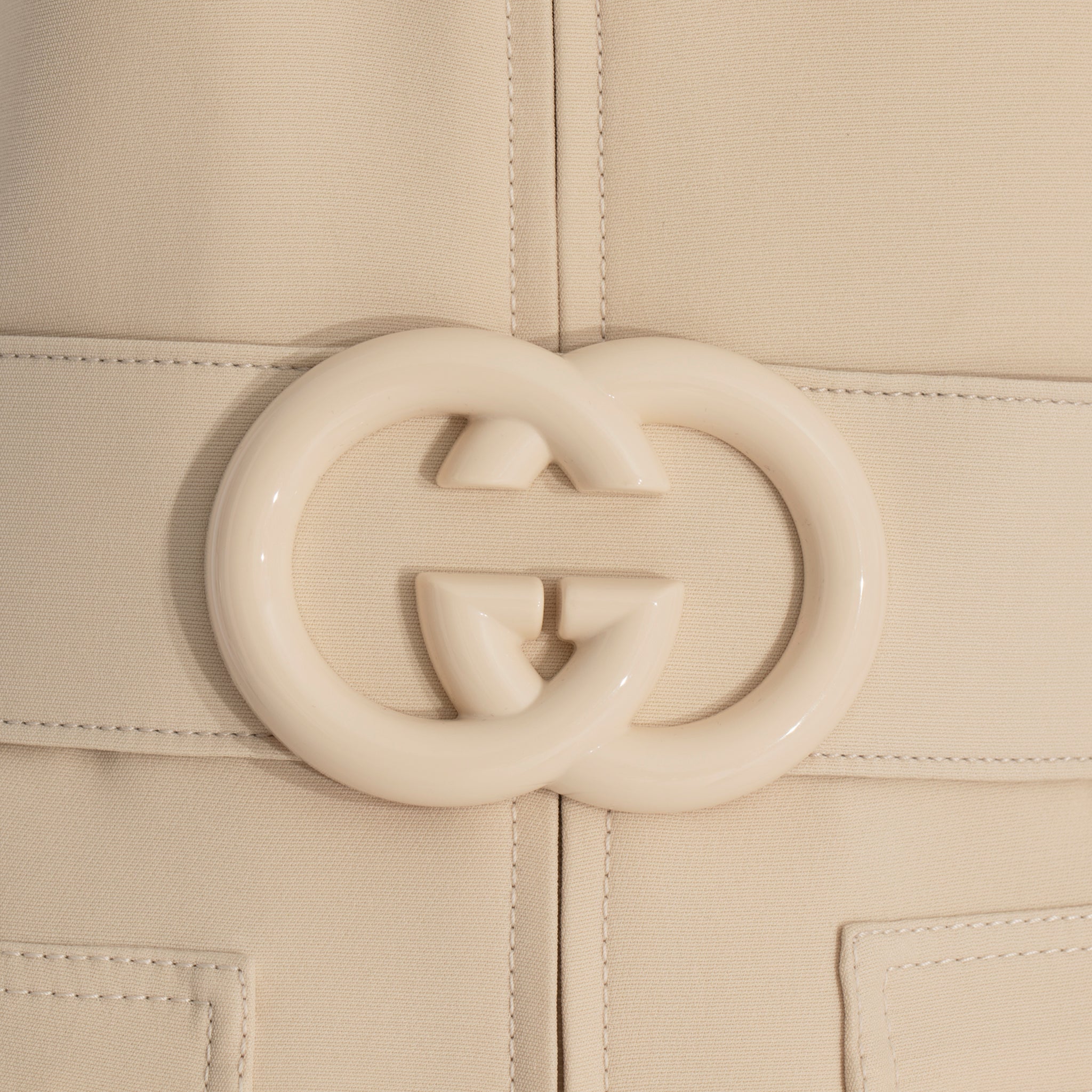 Gucci Womens Short Belted Jumpsuit Ivory