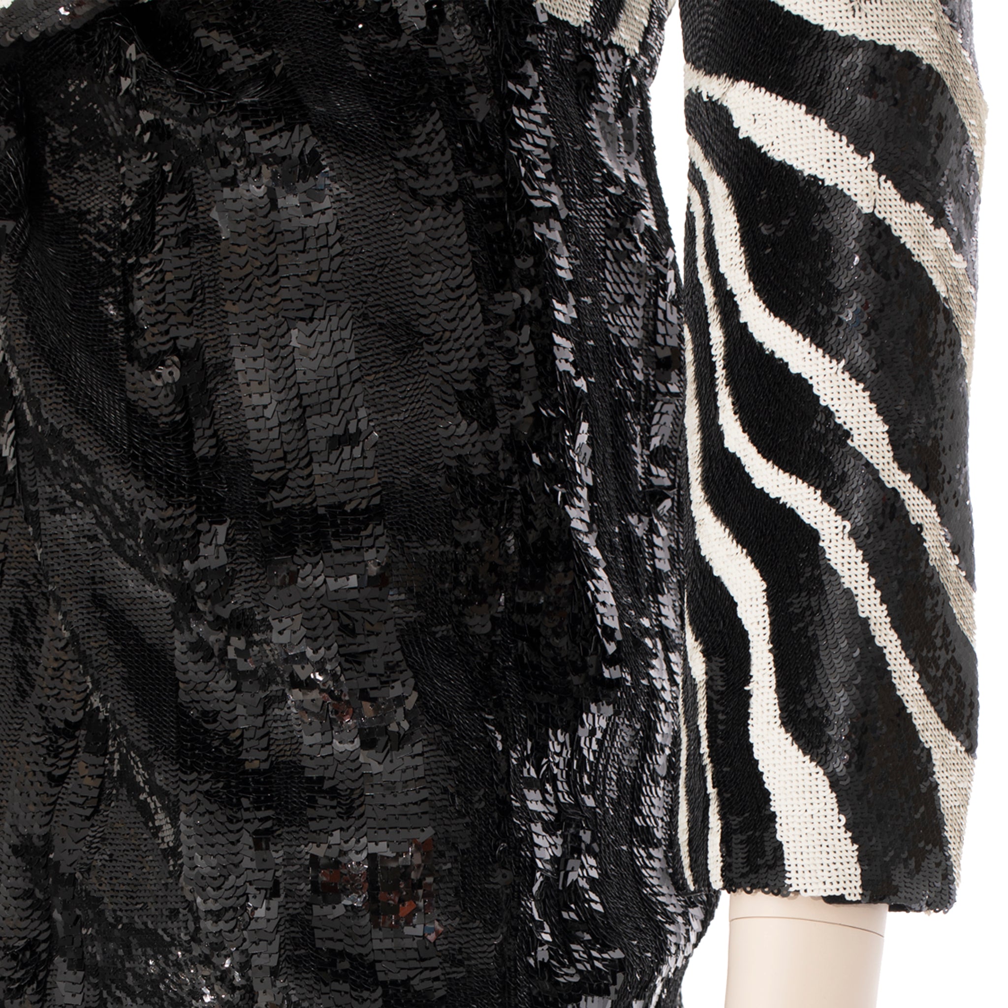 Saint Laurent by Hedi Slimane Asymmetric Zebra Print Sequin Dress 36 FR