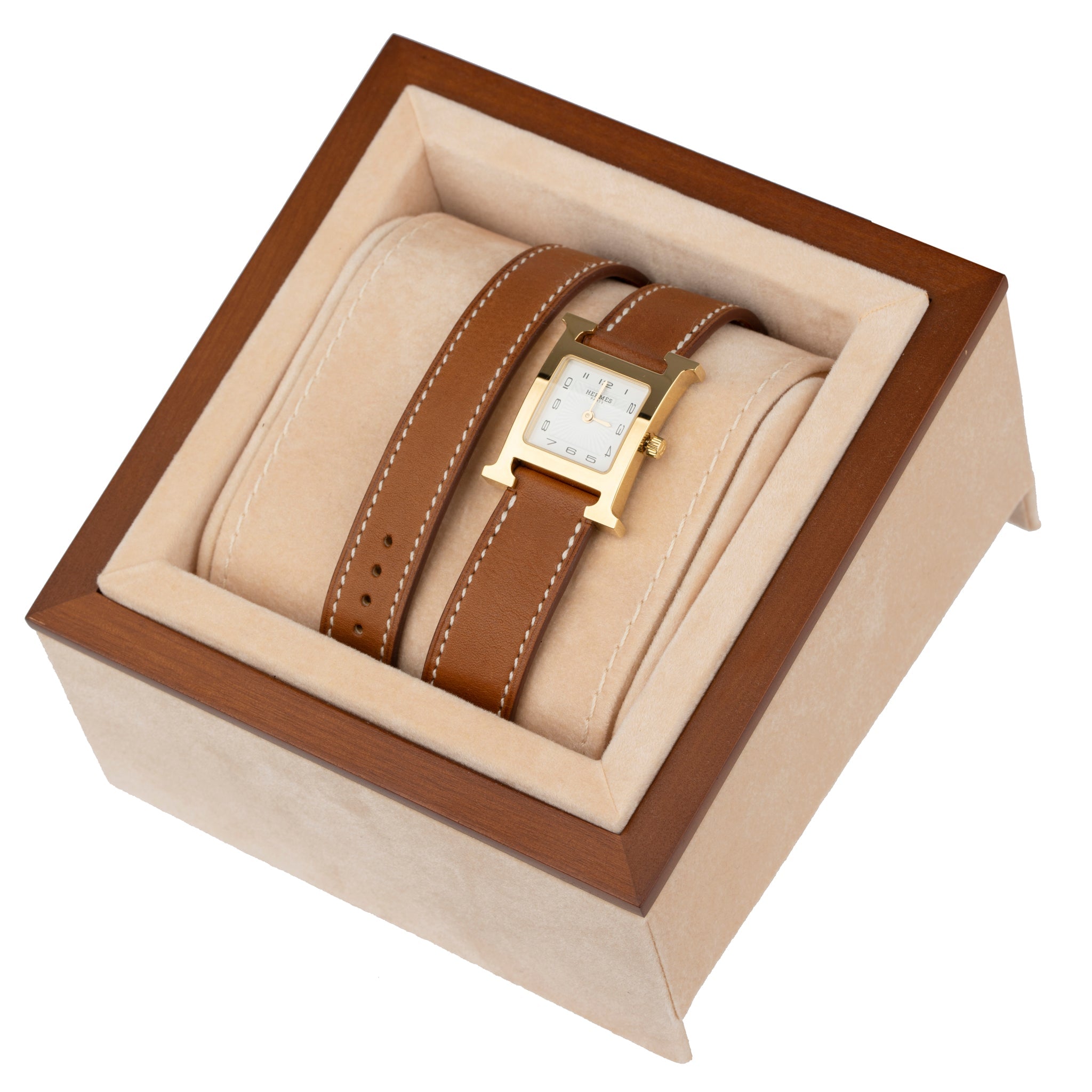 Hermes H Hour Watch Double Tour Fauve Barenia Gold Hardware - On Repeat