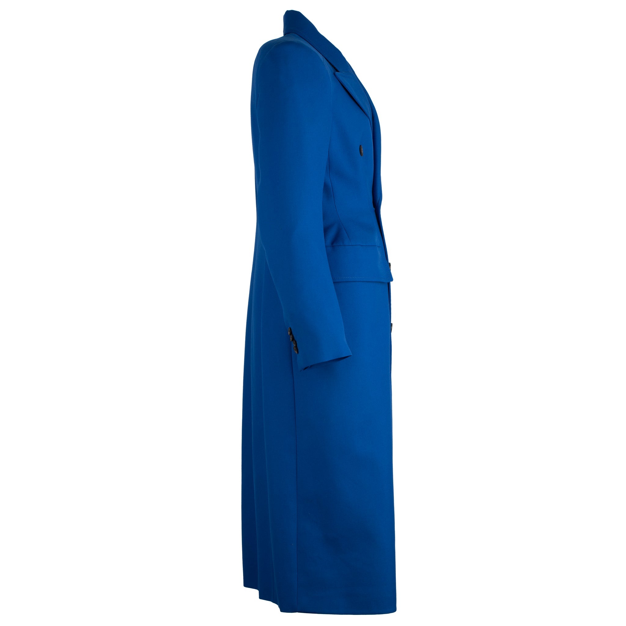 BALENCIAGA HOURGLASS DOUBLE BREASTED WOOL BLEND COAT ROYAL BLUE - On Repeat