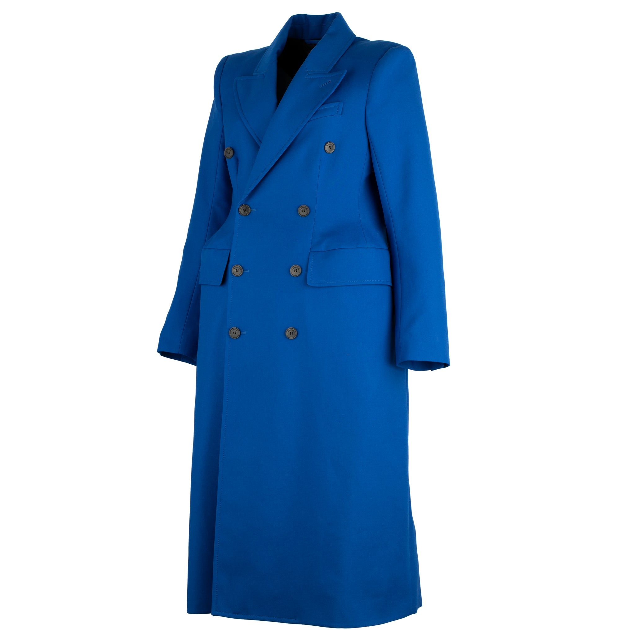 BALENCIAGA HOURGLASS DOUBLE BREASTED WOOL BLEND COAT ROYAL BLUE - On Repeat