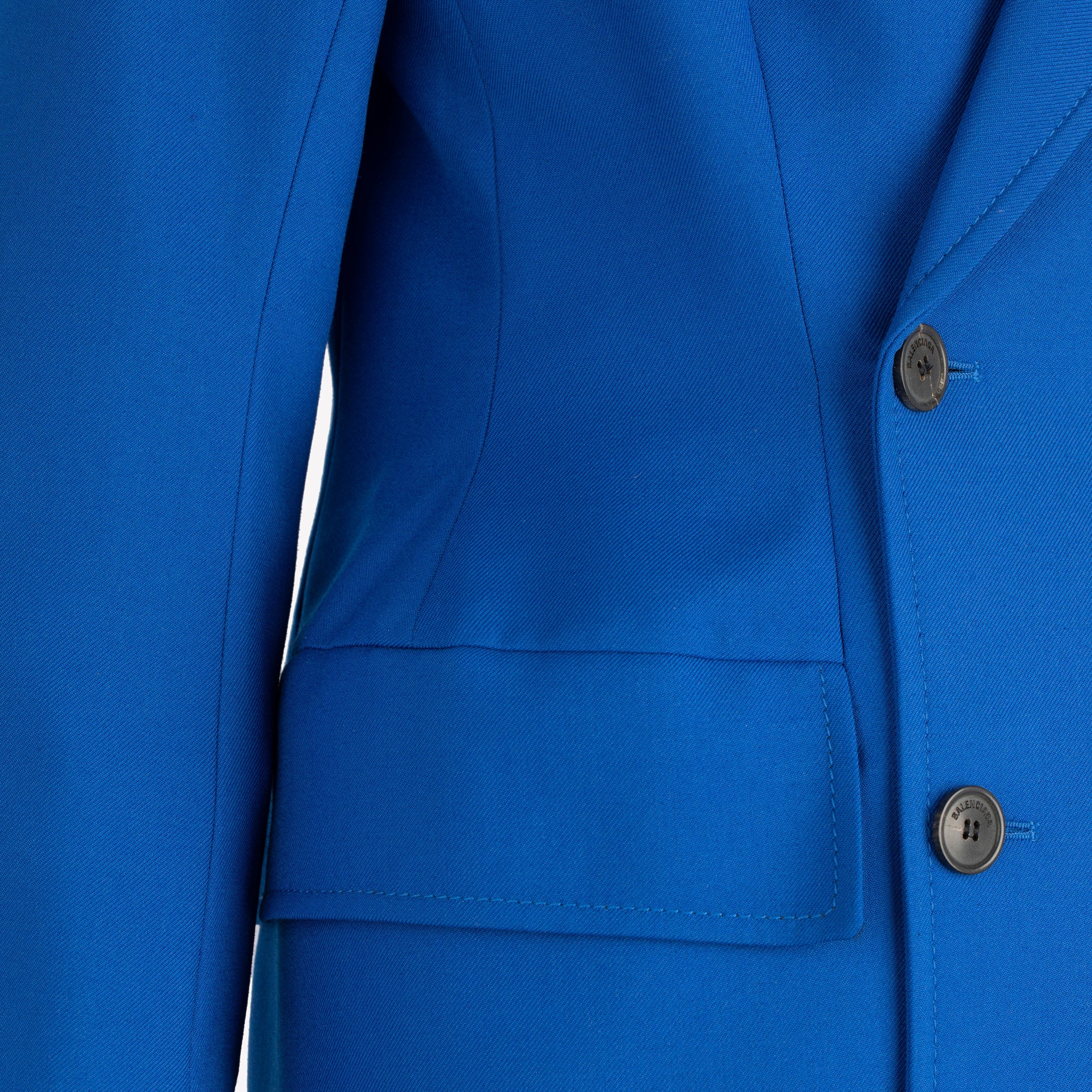 BALENCIAGA HOURGLASS DOUBLE BREASTED WOOL BLEND COAT ROYAL BLUE - On Repeat