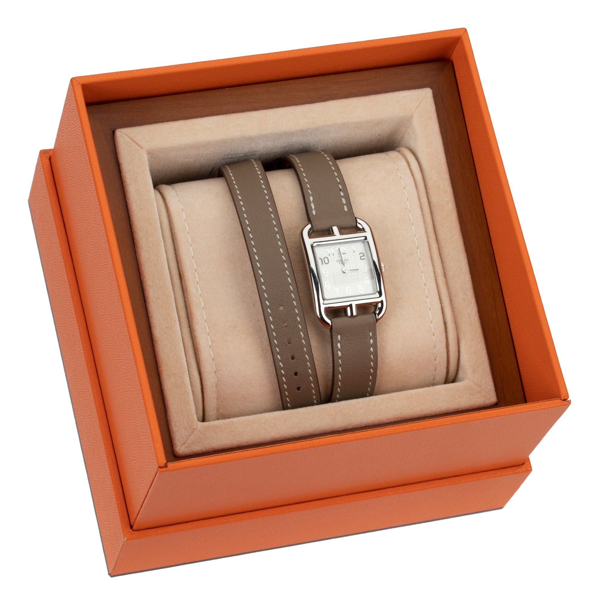 HERMES CAPE COD WATCH DOUBLE TOUR ETOUPE SWIFT LEATHER PALLADIUM HARDWARE - On Repeat