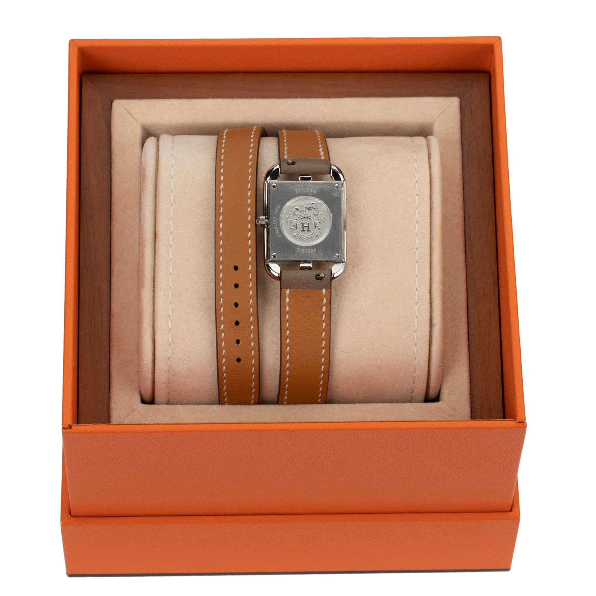 HERMES CAPE COD WATCH DOUBLE TOUR ETOUPE SWIFT LEATHER PALLADIUM HARDWARE - On Repeat