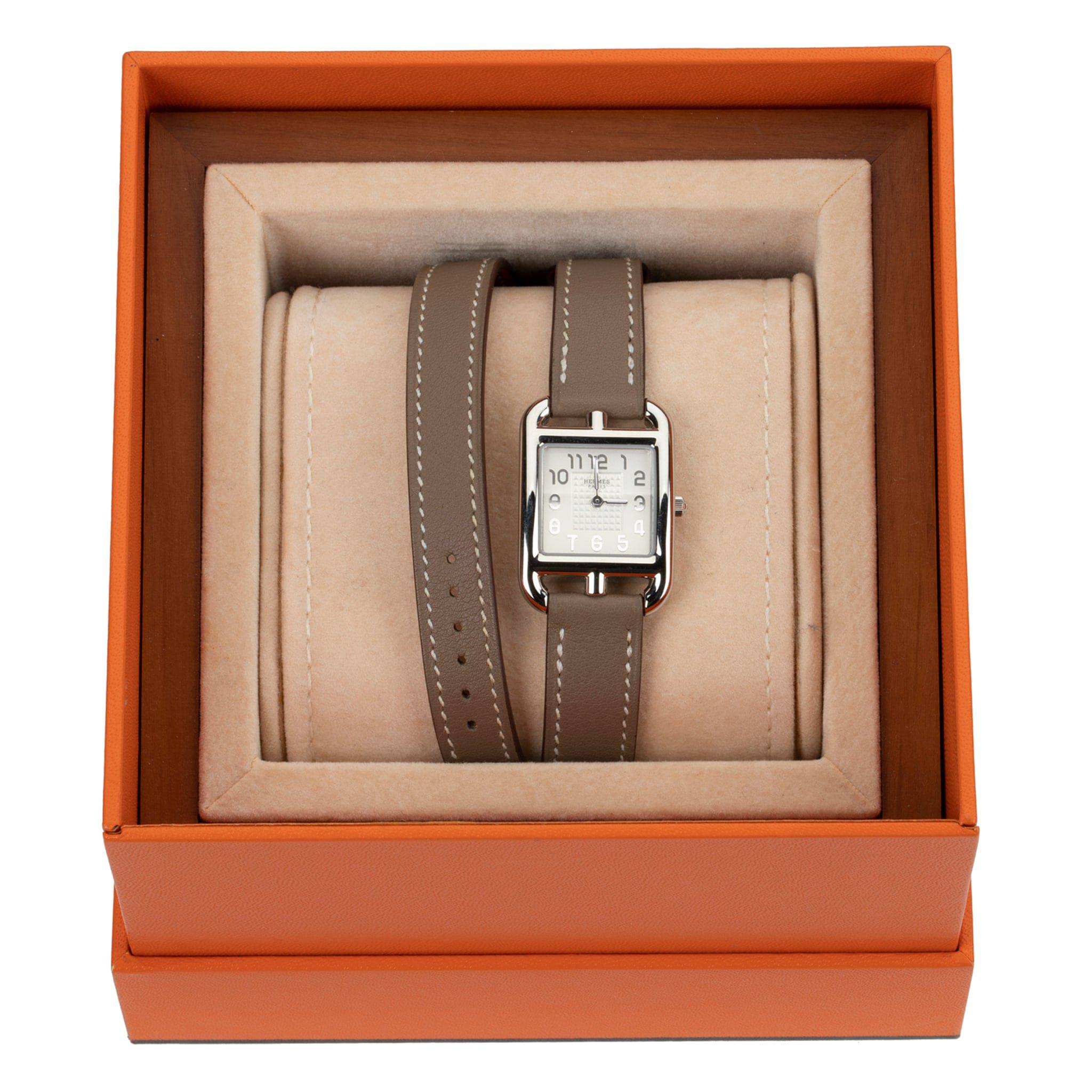 HERMES CAPE COD WATCH DOUBLE TOUR ETOUPE SWIFT LEATHER PALLADIUM HARDWARE - On Repeat