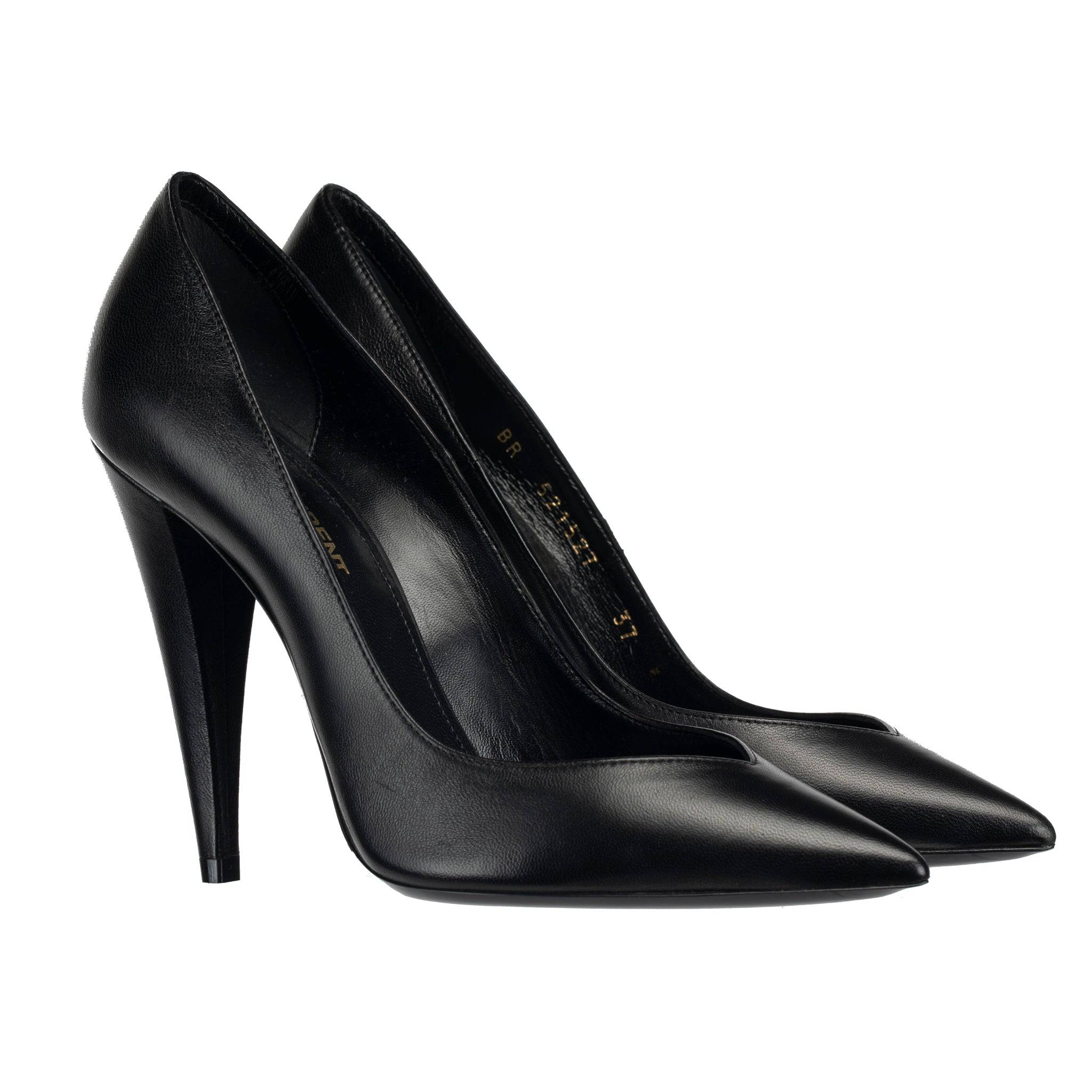 YVES SAINT LAURENT DECOLLETE ERA BLACK LEATHER PUMPS - On Repeat