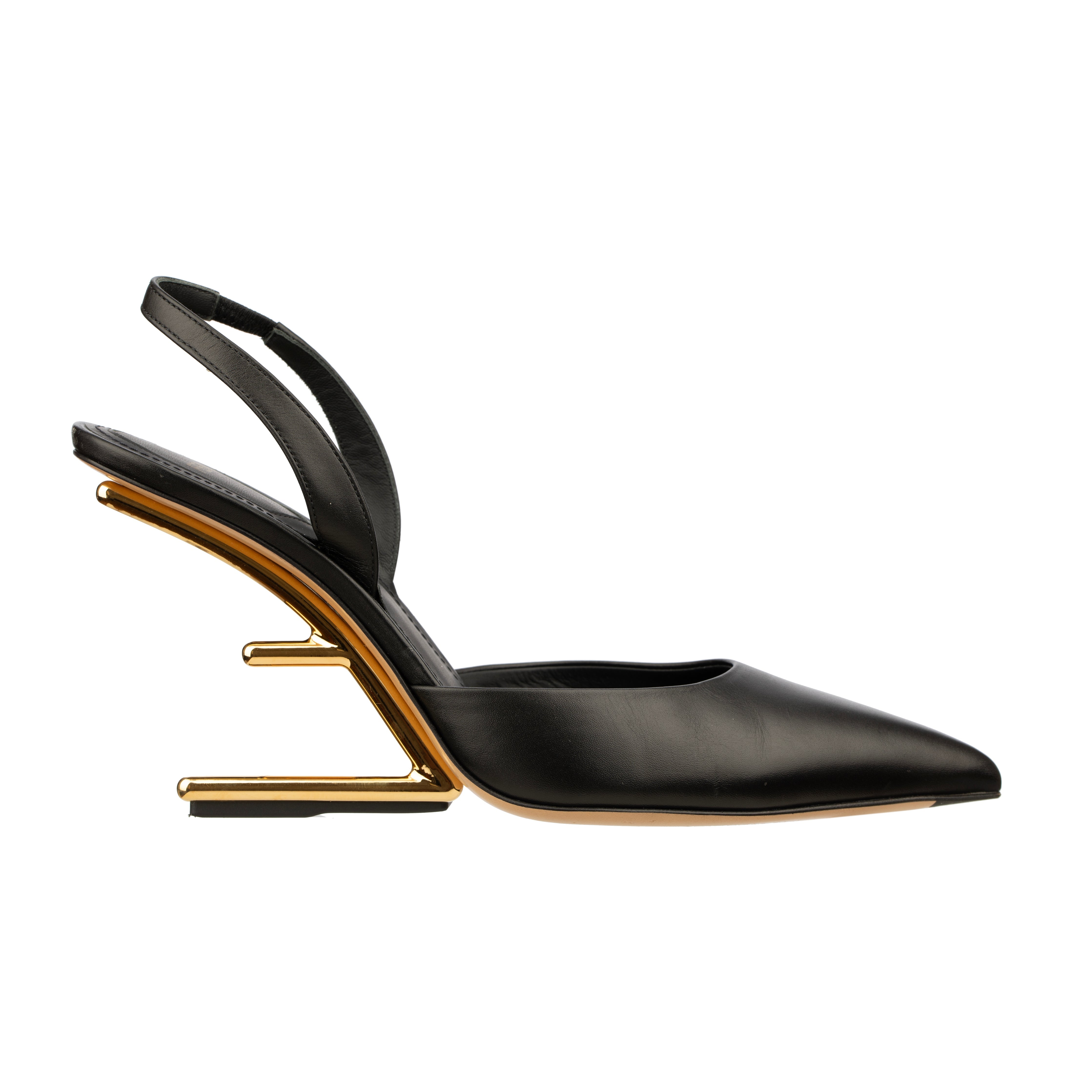 Fendi Pointed Leather Pumps In Black - Size | 39 IT
