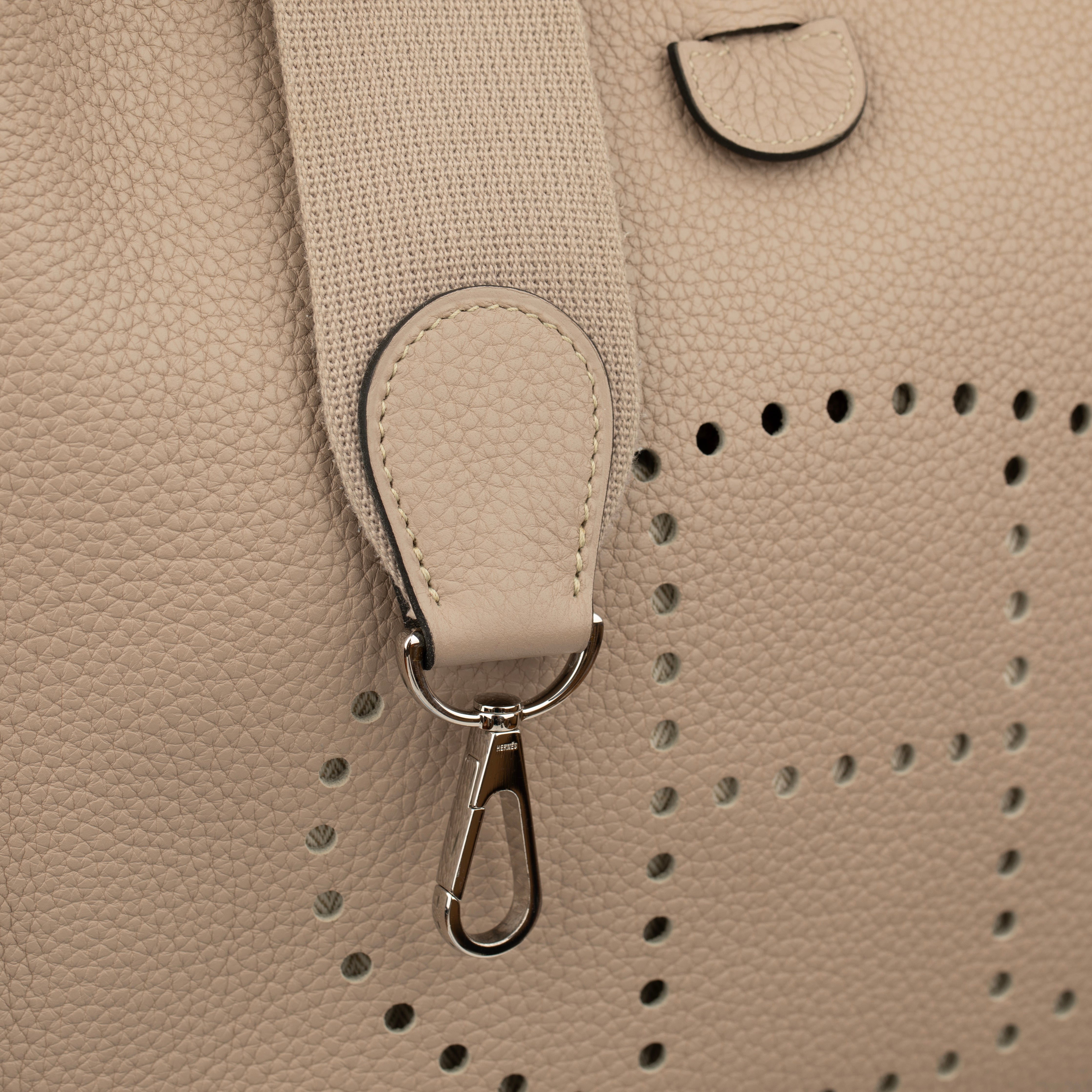 Hermes Evelyn PM Gris Tourterelle Clemence  Leather Palladium Hardware