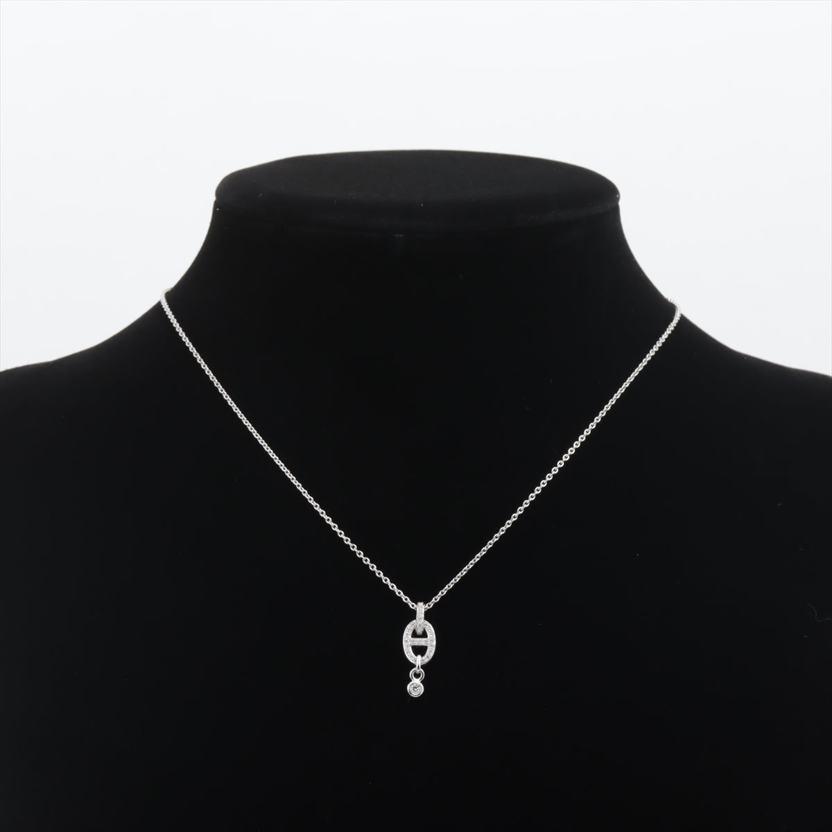 Hermès "Chaîne d'Ancre" Diamond Pendant Necklace in 18k White Gold