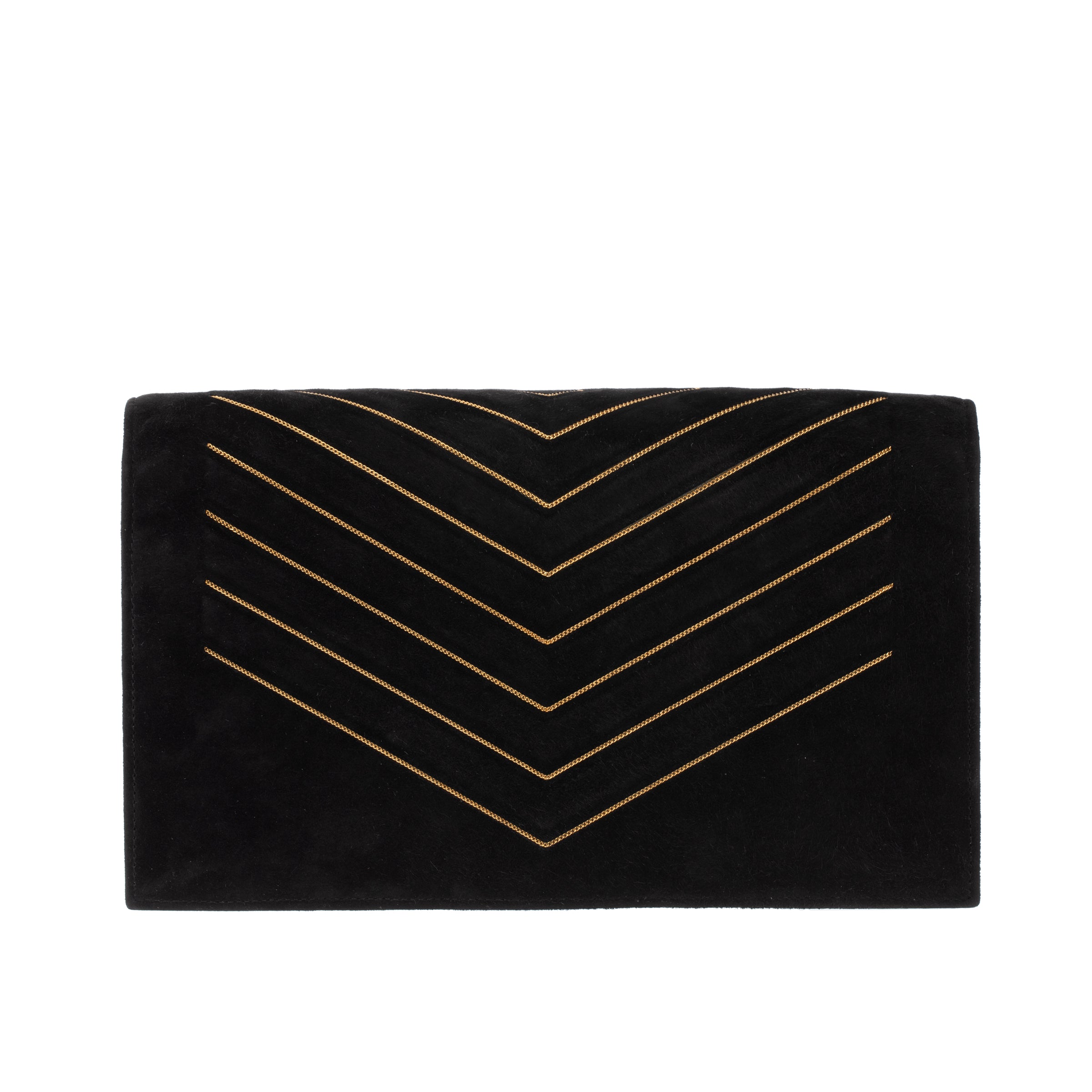 Chanel Book Style Wallet On Chain Black Suede With Geometric Chain Details Gold Tone Hardware