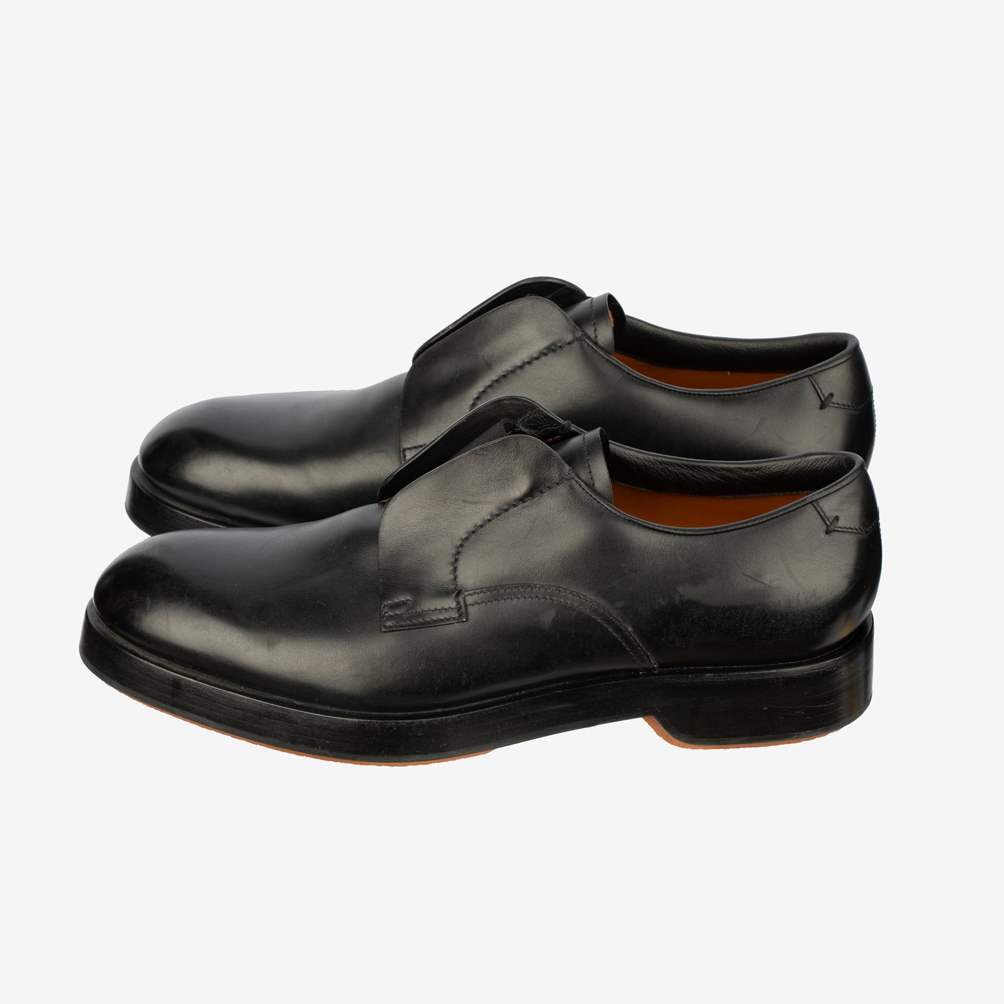 Zegna Men’s Udine Derby Shoes – Black Leather - Size 11 US
