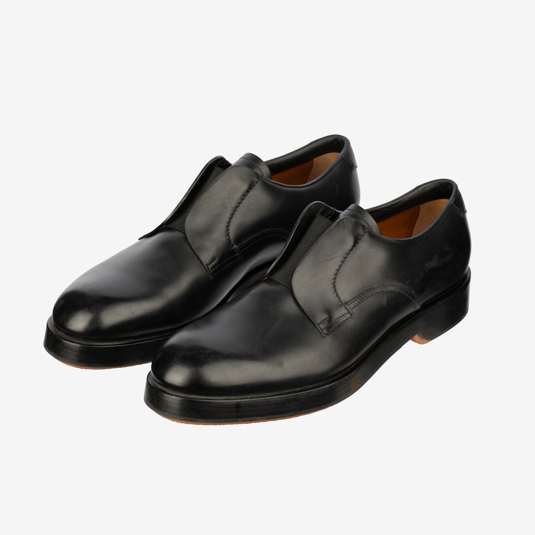 Zegna Men’s Udine Derby Shoes – Black Leather - Size 11 US