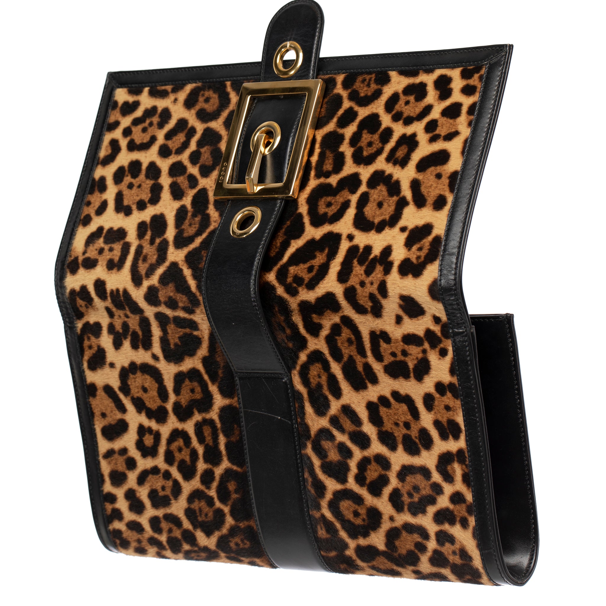 Gucci Clutch With Leopard Print Gold Tone Hardware