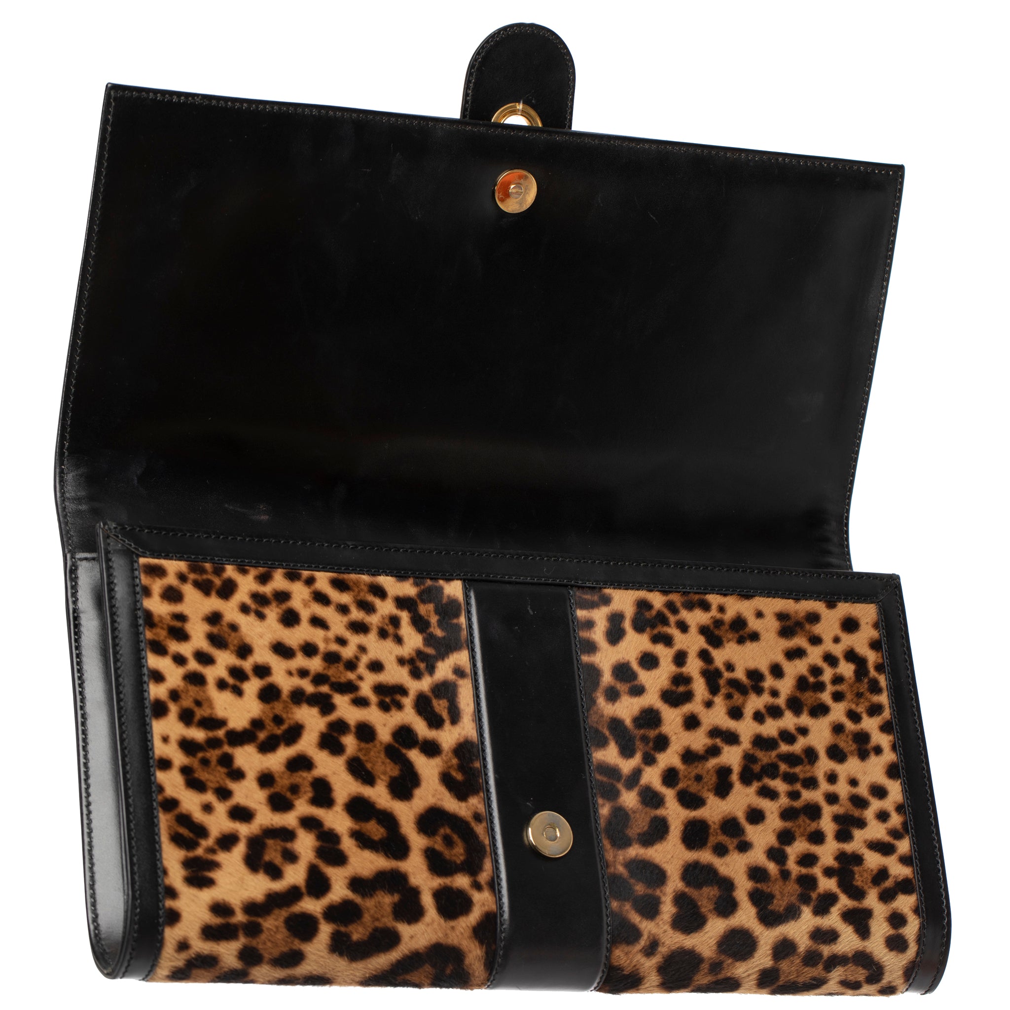 Gucci Clutch With Leopard Print Gold Tone Hardware