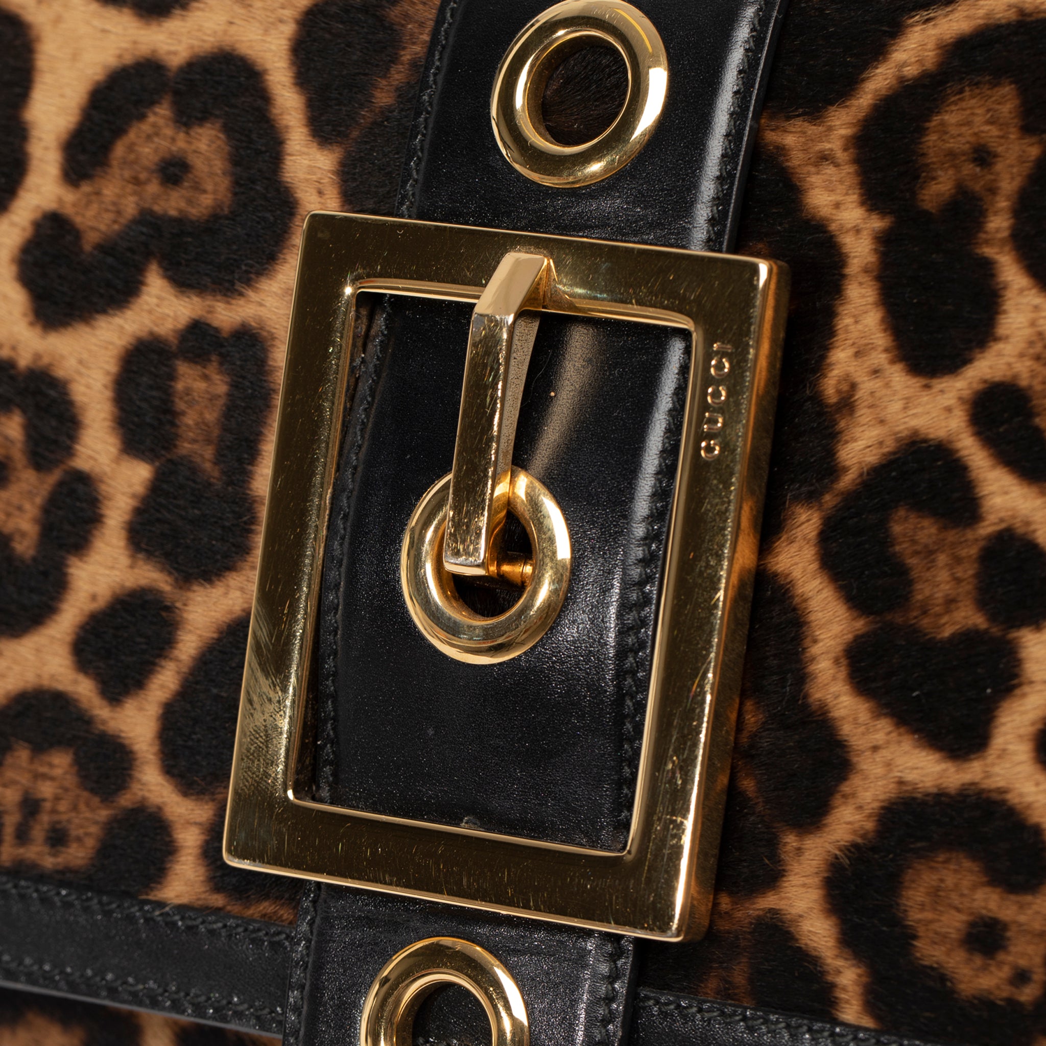 Gucci Clutch With Leopard Print Gold Tone Hardware