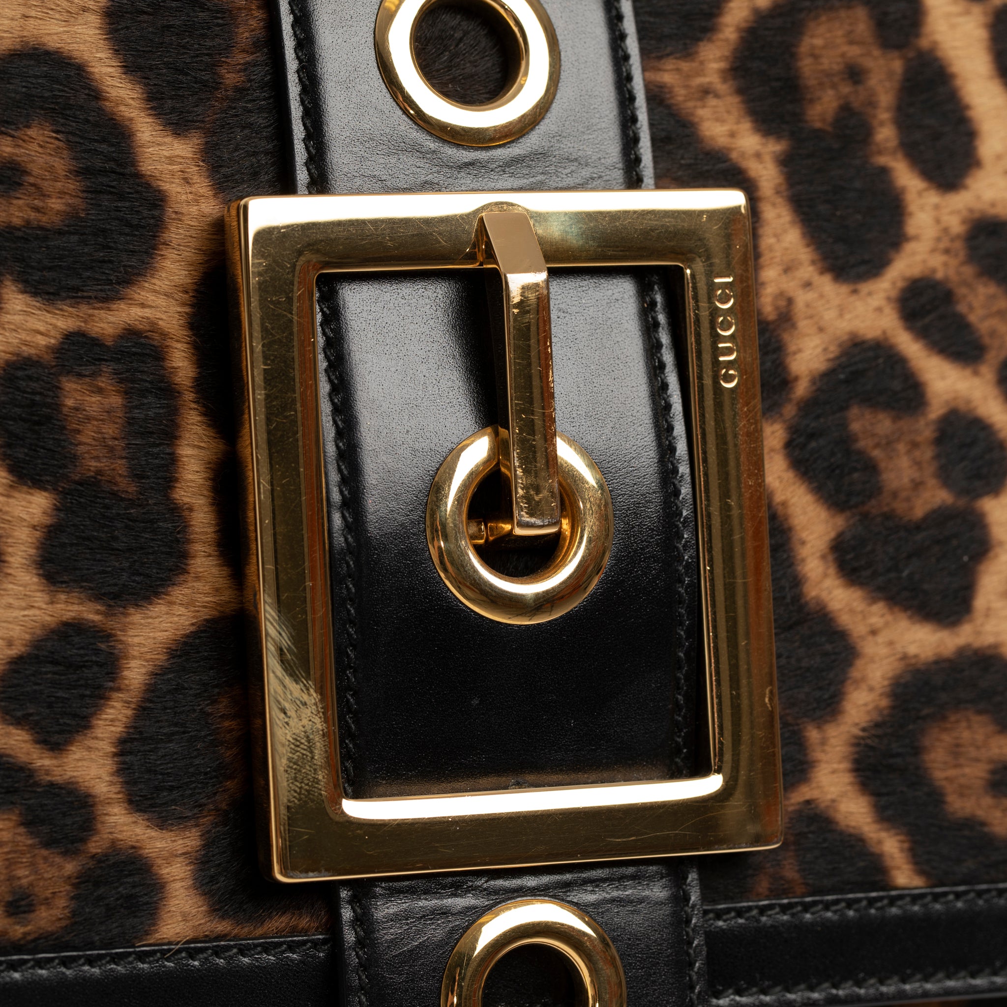 Gucci Clutch With Leopard Print Gold Tone Hardware