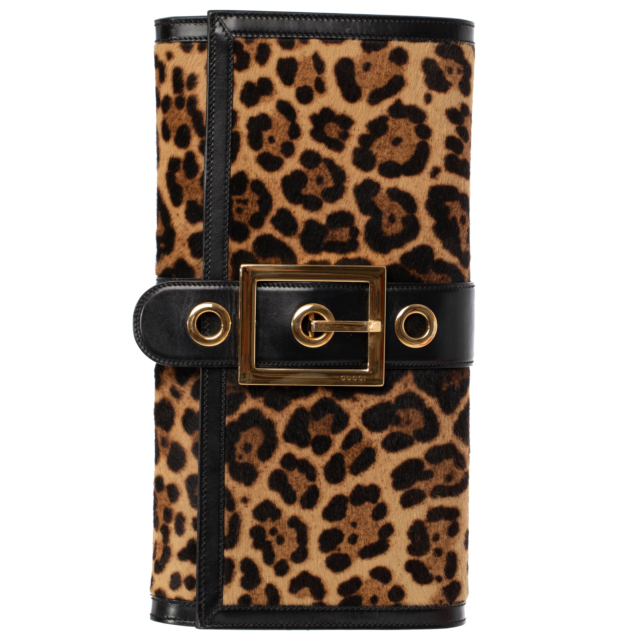 Gucci Clutch With Leopard Print Gold Tone Hardware