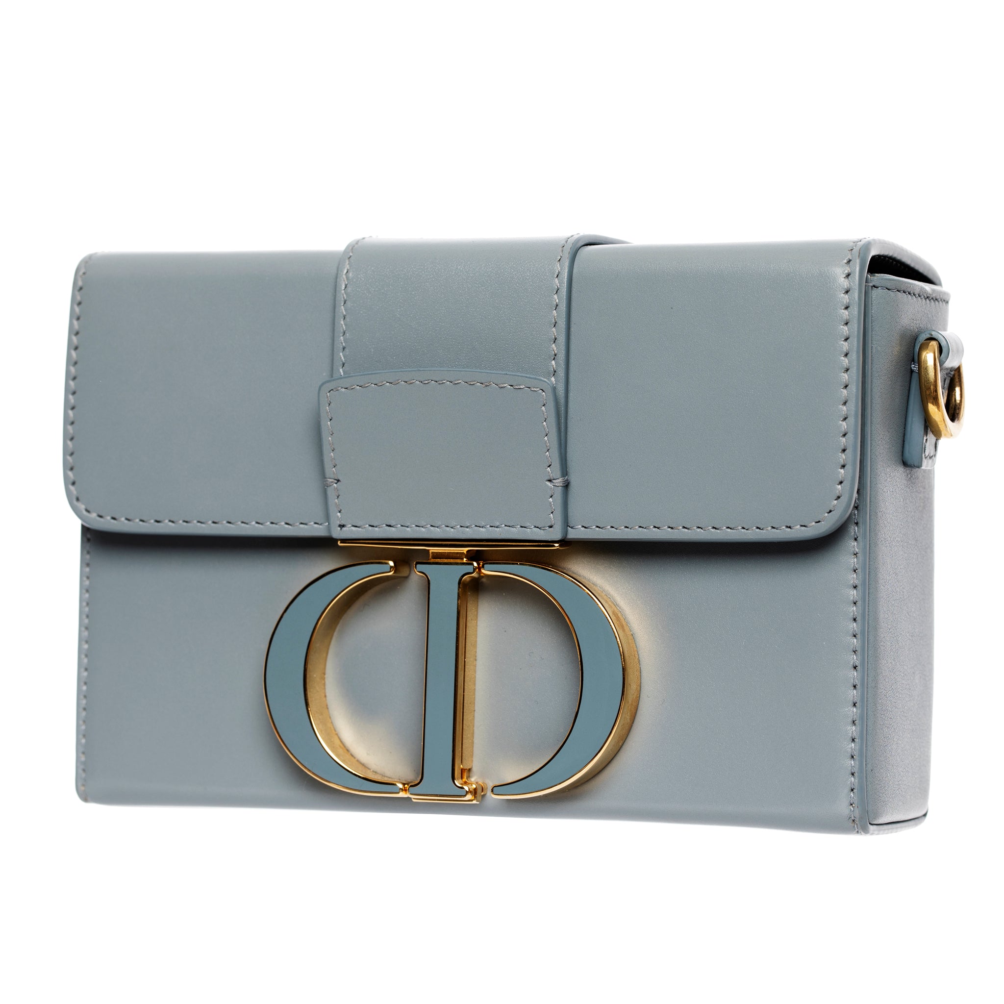 Christian Dior 30 Montaigne Bag Blue-Grey Leather Gold Tone Hardware