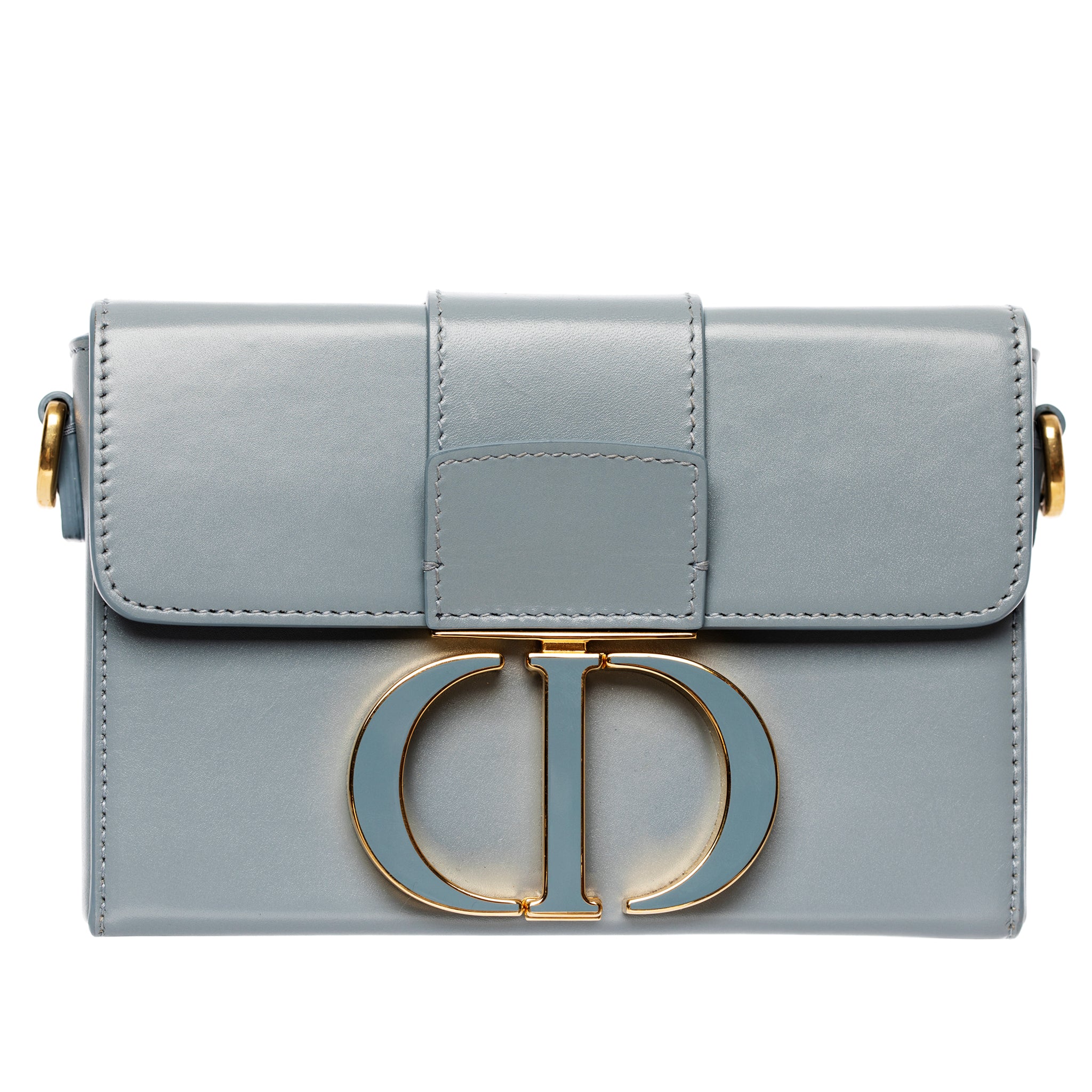 Christian Dior 30 Montaigne Bag Blue-Grey Leather Gold Tone Hardware