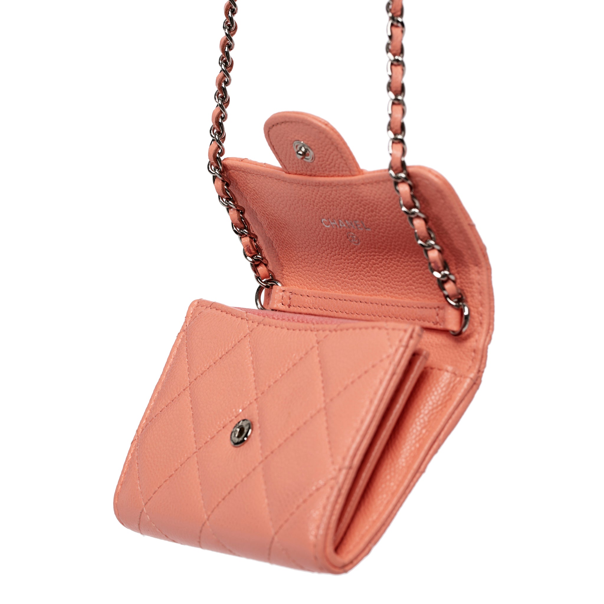 Chanel Small Wallet-On-Chain Pink Caviar Leather