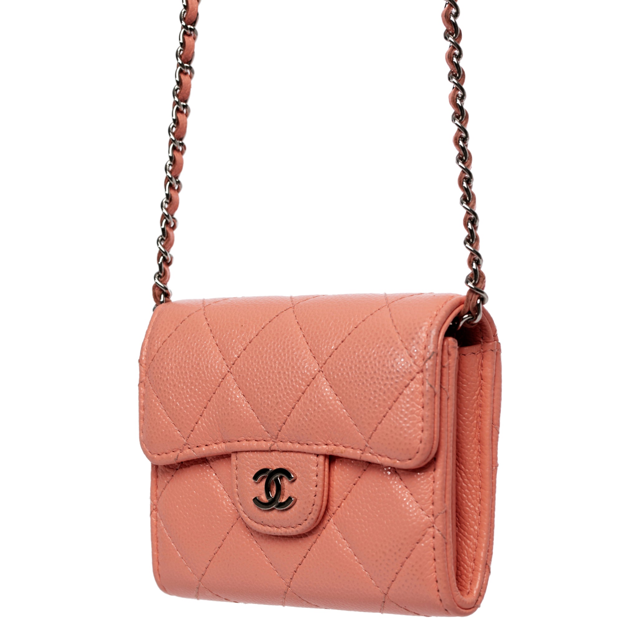 Chanel Small Wallet-On-Chain Pink Caviar Leather