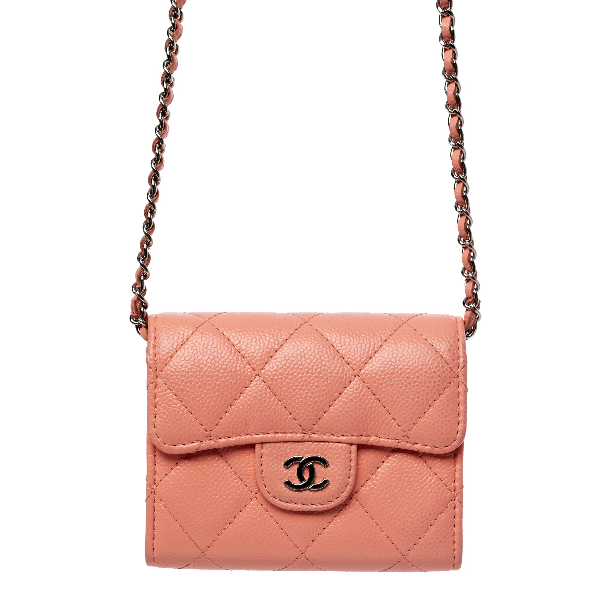 Chanel Small Wallet-On-Chain Pink Caviar Leather