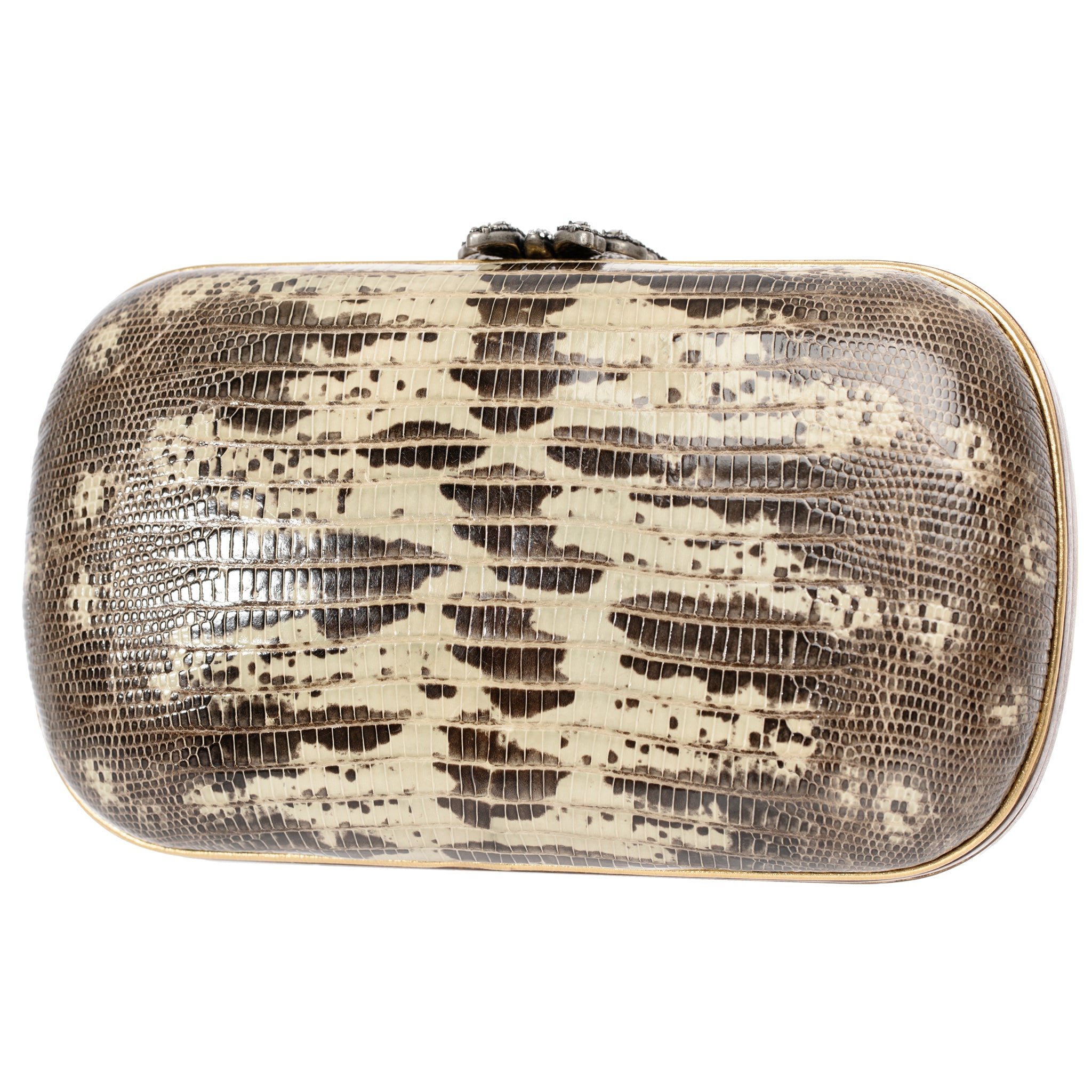 Gucci Ombre Lizard Clutch With Gold Tone Chain