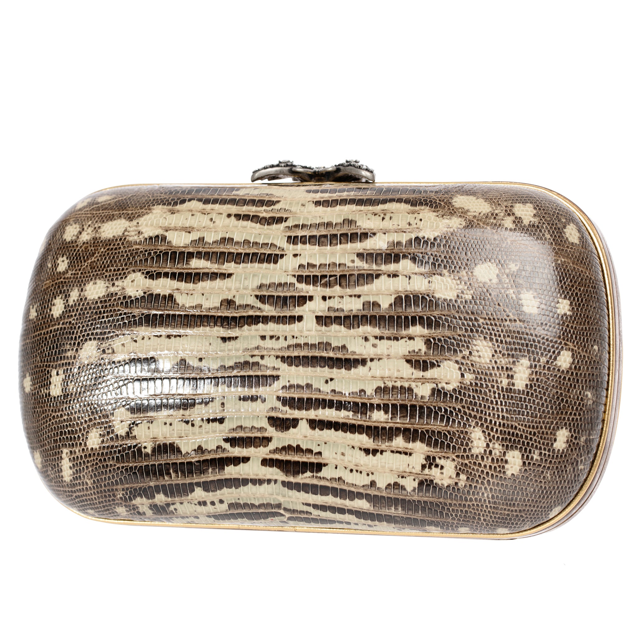 Gucci Ombre Lizard Clutch With Gold Tone Chain